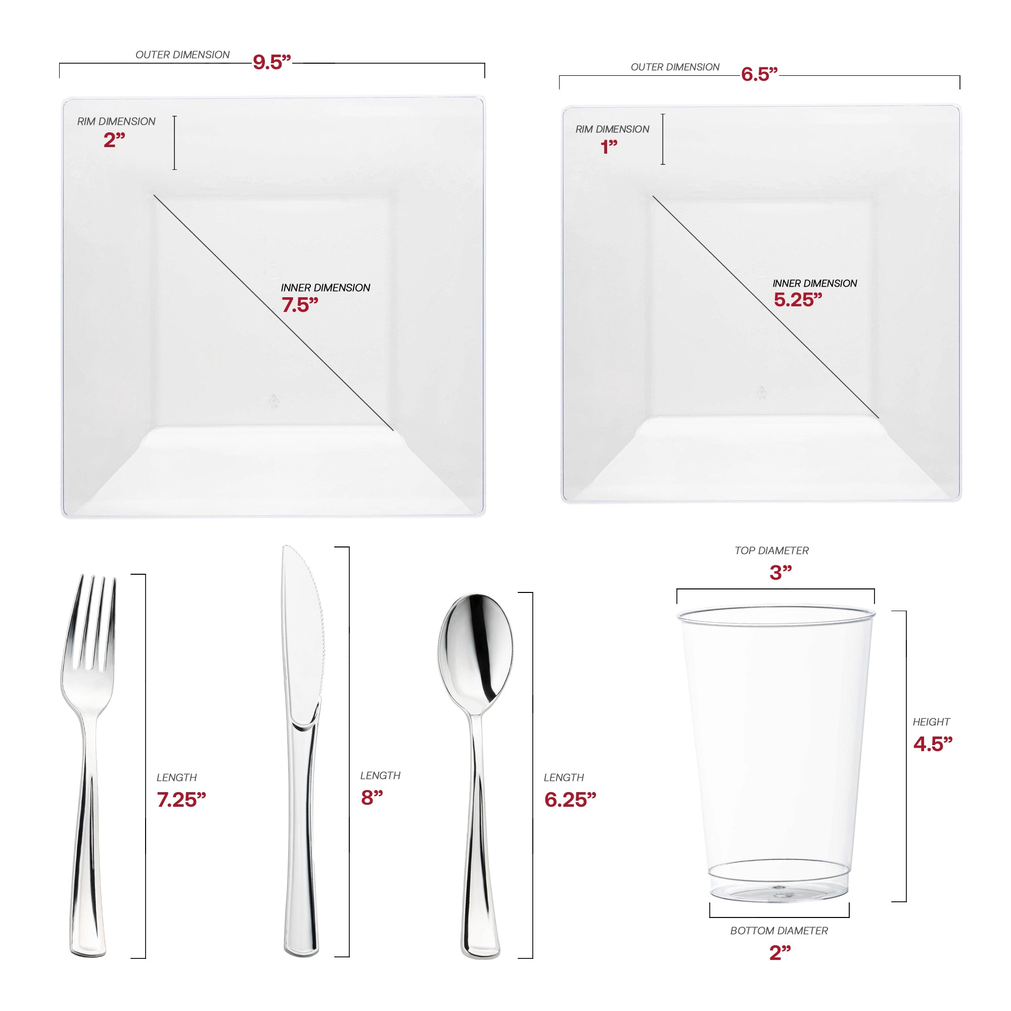 Smarty Had A Party Clear Square Plastic Wedding Value Set