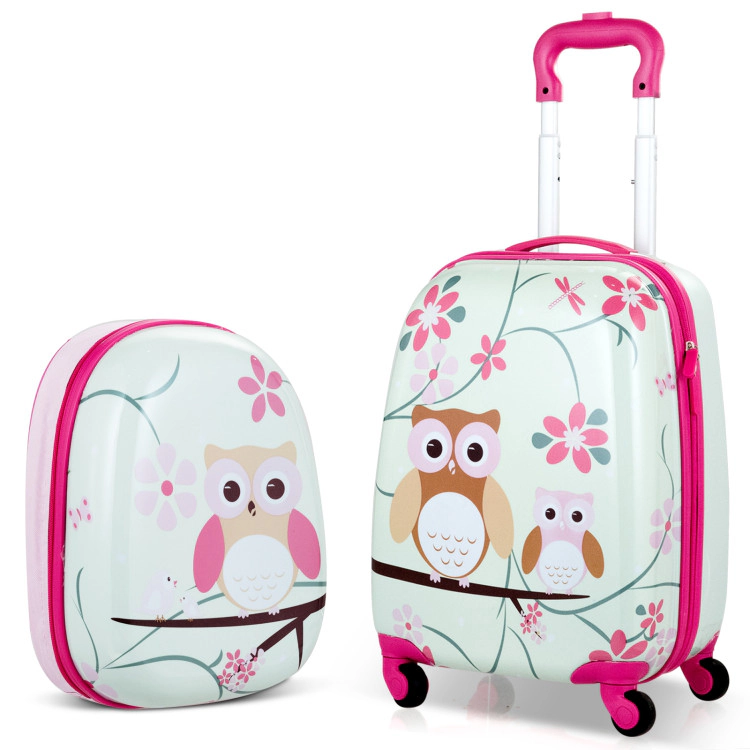 Hivvago 2 Pieces 12 Inch 16 Inch Green ABS Kids Suitcase
