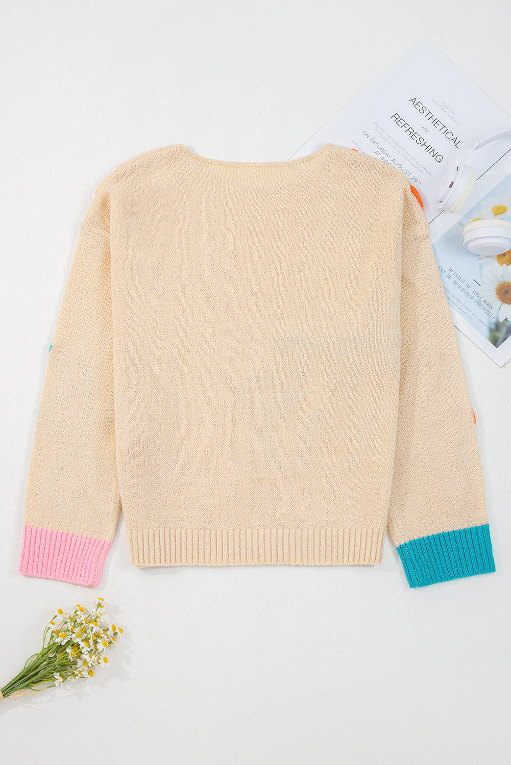 Threaded Pear Women's Destiny Colorblock Cuffed Loose Sweater