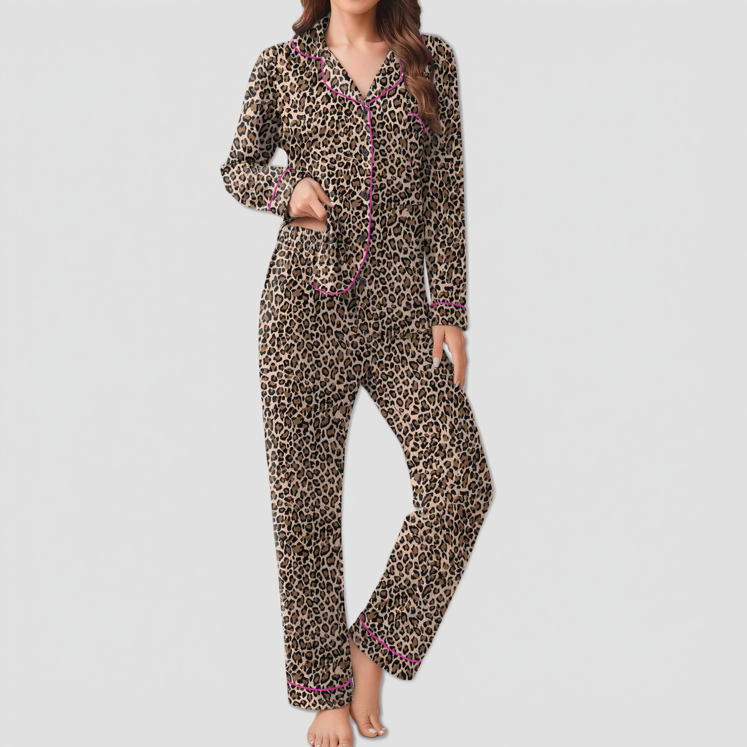 Ekouaer Womens Pajamas Set 2 Piece Button Down Sleepwear Soft Long Sleeve Top and Pants Pjs Lounge