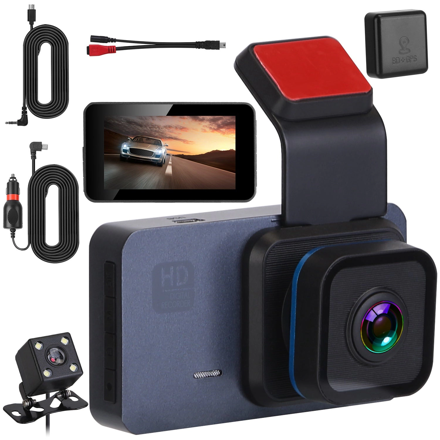 GBruno 1080P Dual Lens Dash Cam With WiFi GPS