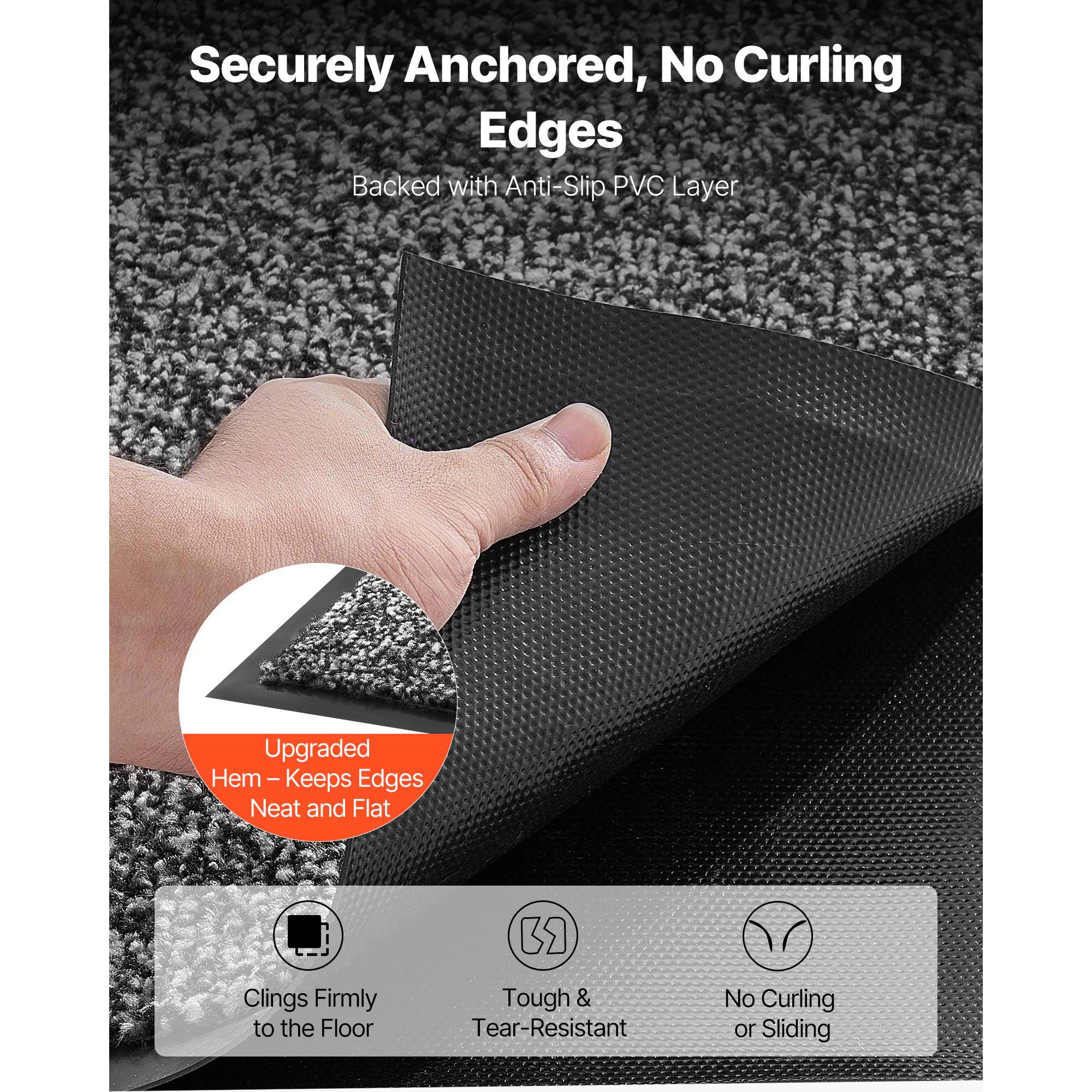 HONGGE Heavy Duty Washable Front Door Mat for Indoor and Outdoor Industrial Entrance Carpet with PVC Backing