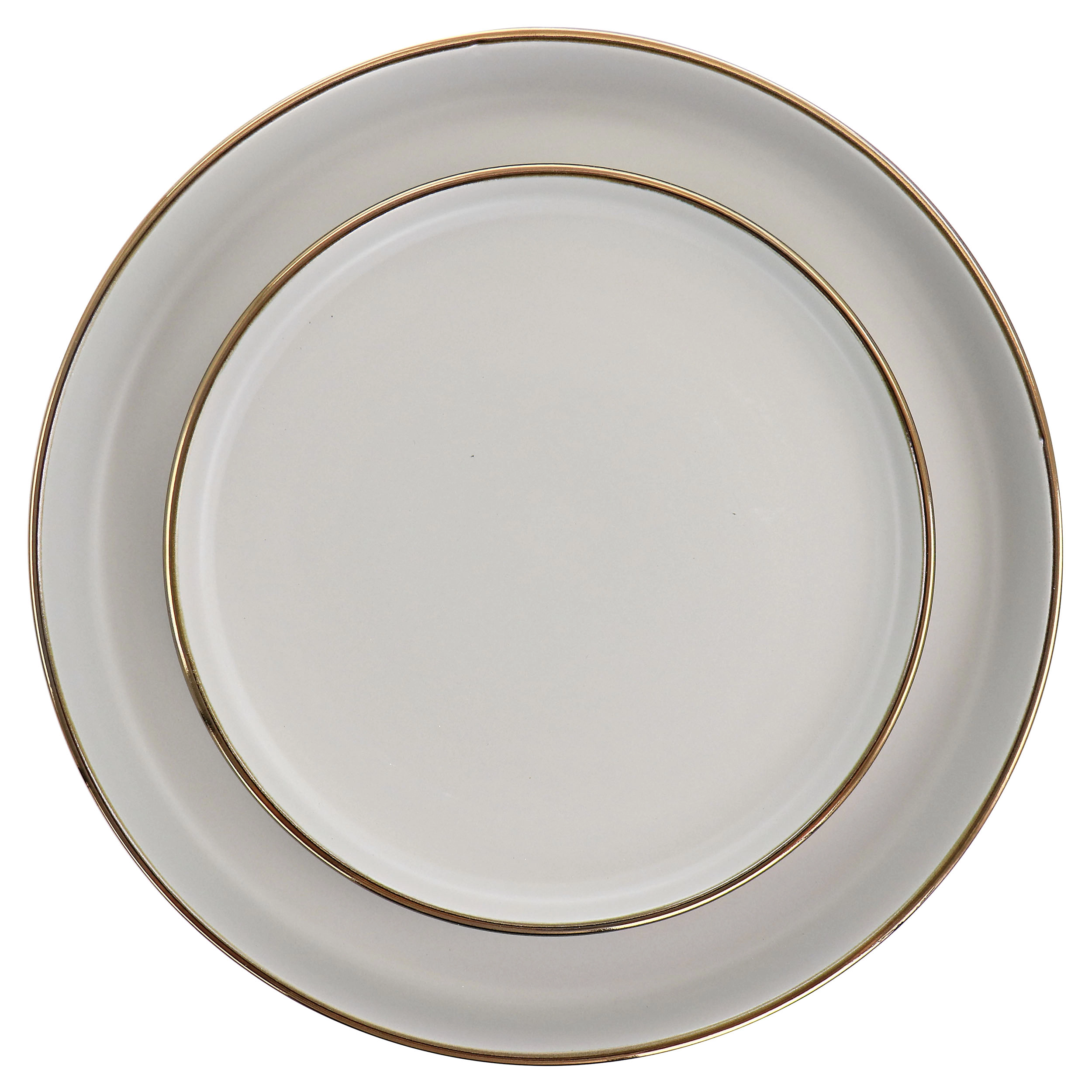 Elama Louis 16 Piece Stoneware Dinnerware Set in Matte Slate with Gold Rim