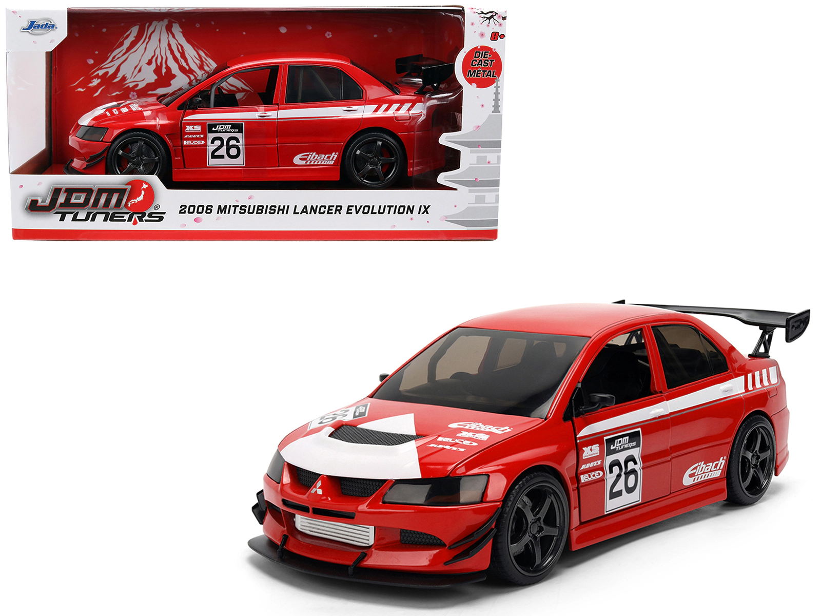 Jada Collectible 2006 Mitsubishi Lancer Evolution Ix Rhd (Right Hand Drive) #26 Red With White Graphics "Jdm Tuners"