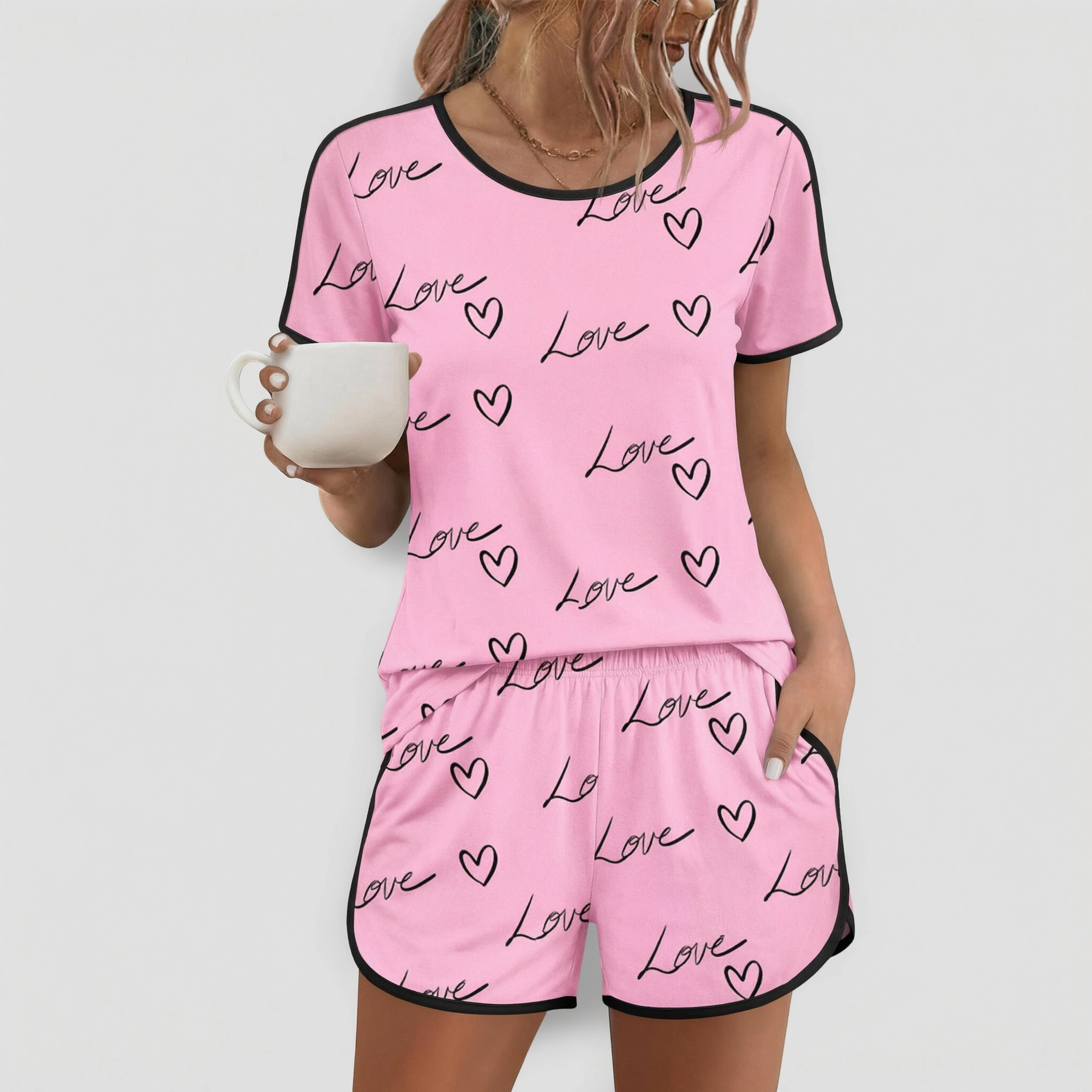 Ekouaer Womens Pajama Sets Short Sleeve Pajamas Round Neck Two Piece Lounge Set with Pockets