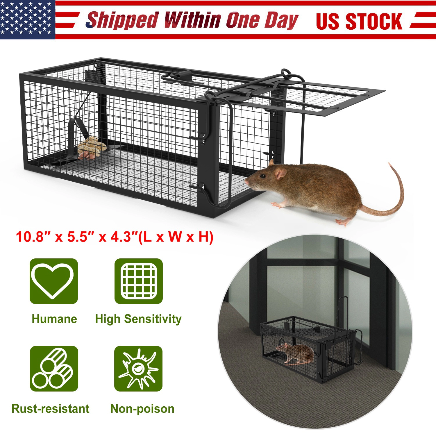 GBruno 2-Pack Humane Rodent Trap Cage