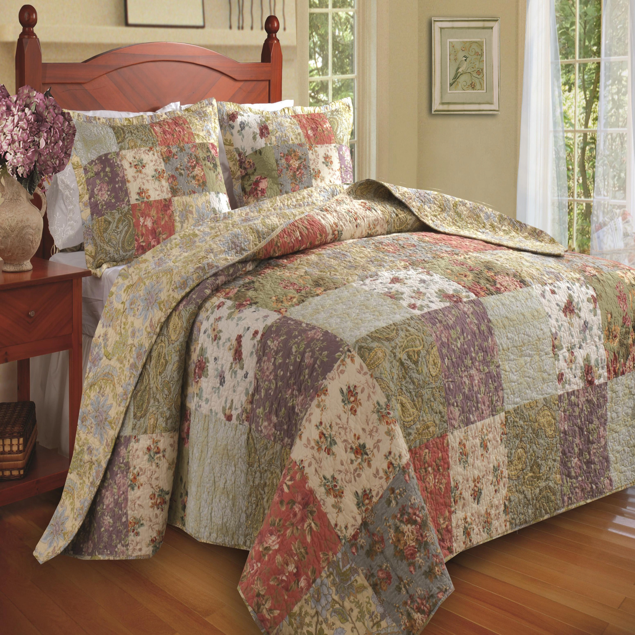 Greenland Home Fashion Blooming Prairie Bedspread Set 3 Piece
