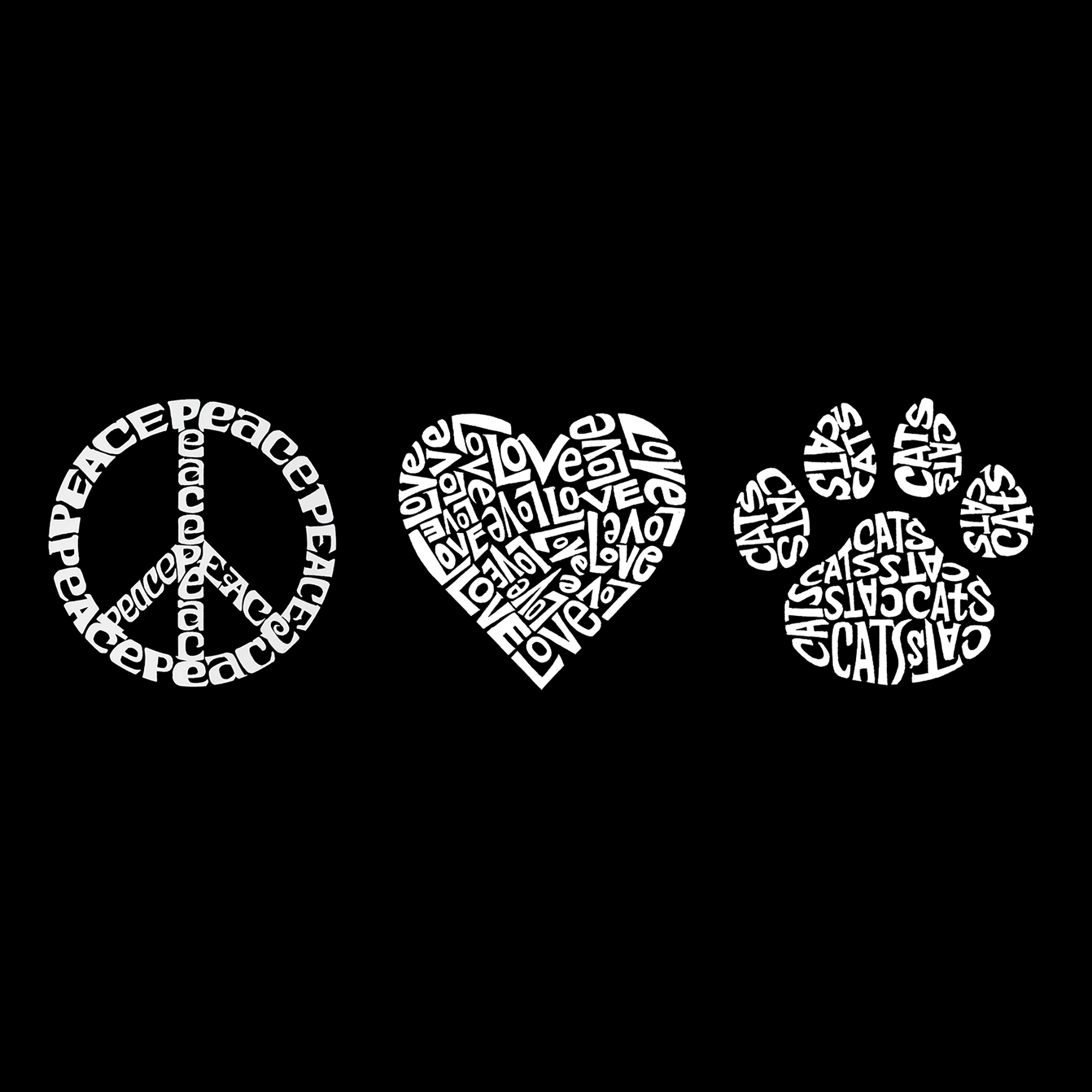 LA Pop Art Peace Love Cats - Women's Word Hooded Sweatshirt