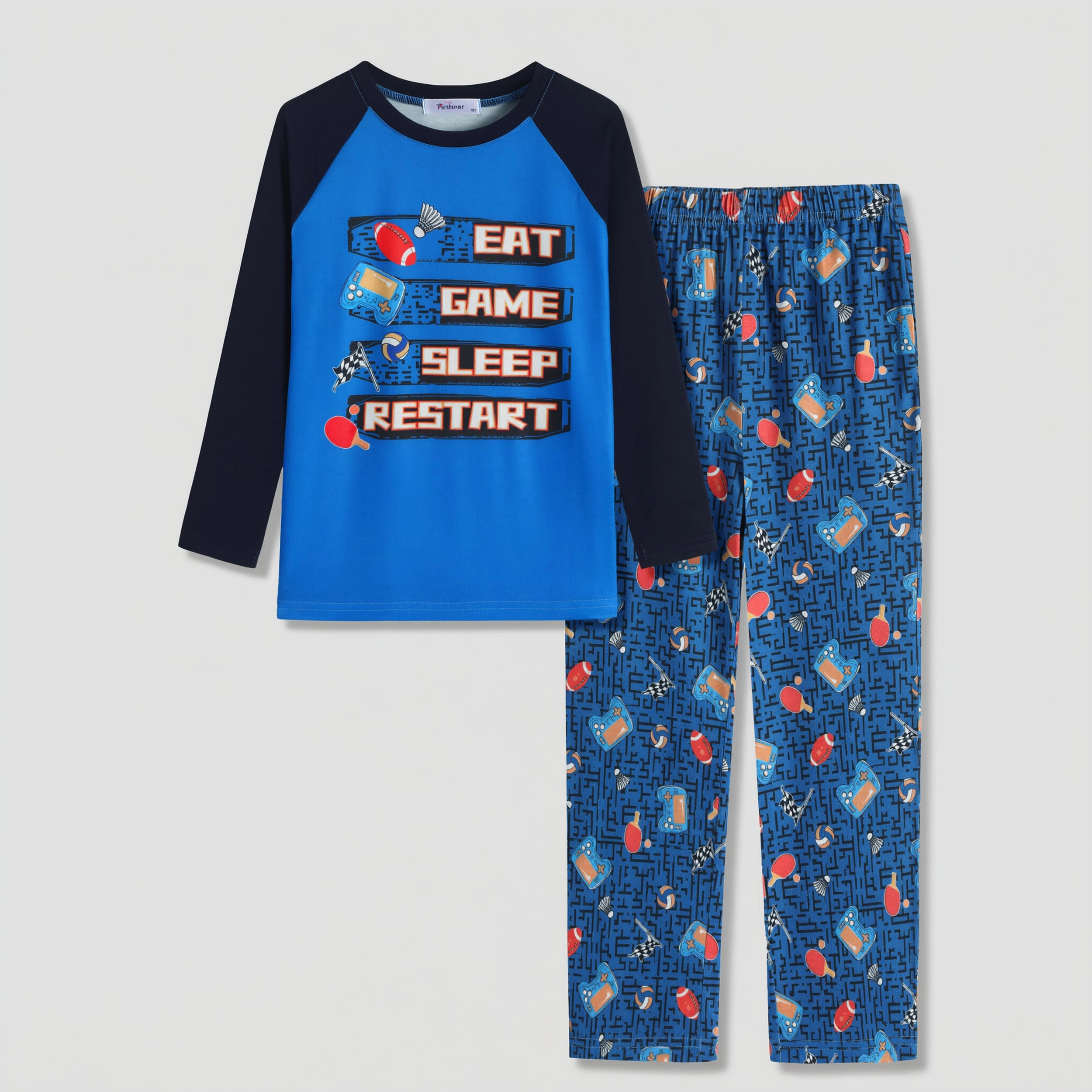 Arshiner Boys Pajamas Set Long Sleeve Sleepwear Piece Pajama For Big
