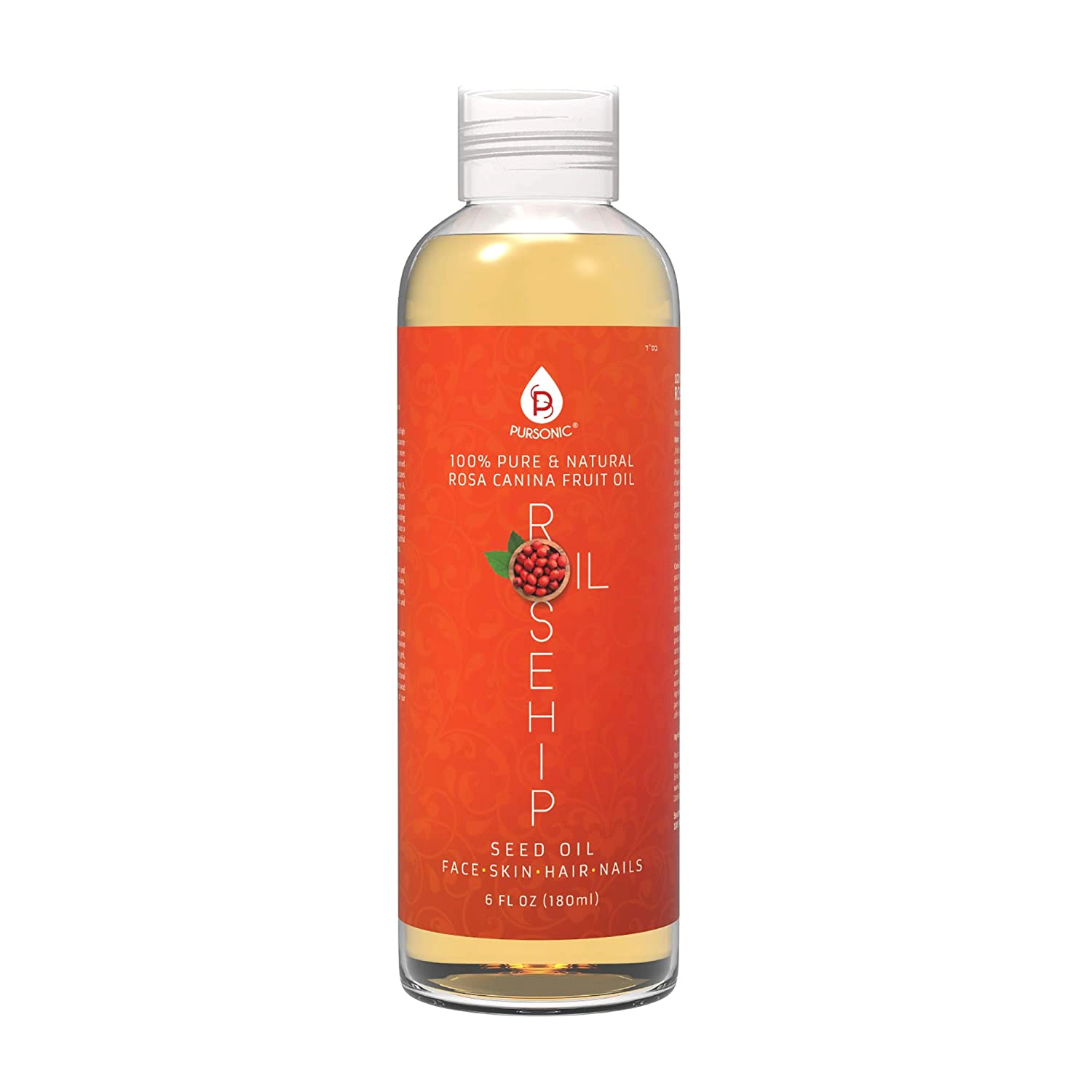 Pursonic Women’s 100% Pure & Natural Cold Pressed Premium Rosehip Seed Oil 6 Oz