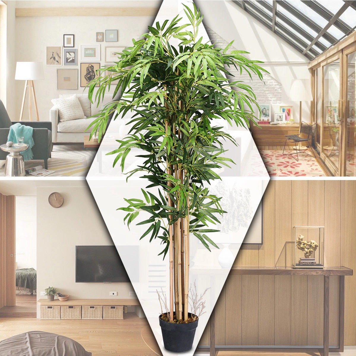 Slickblue Artificial Wicker Tree 60in Floor Standing Faux Plant Indoor Lobby Entryway