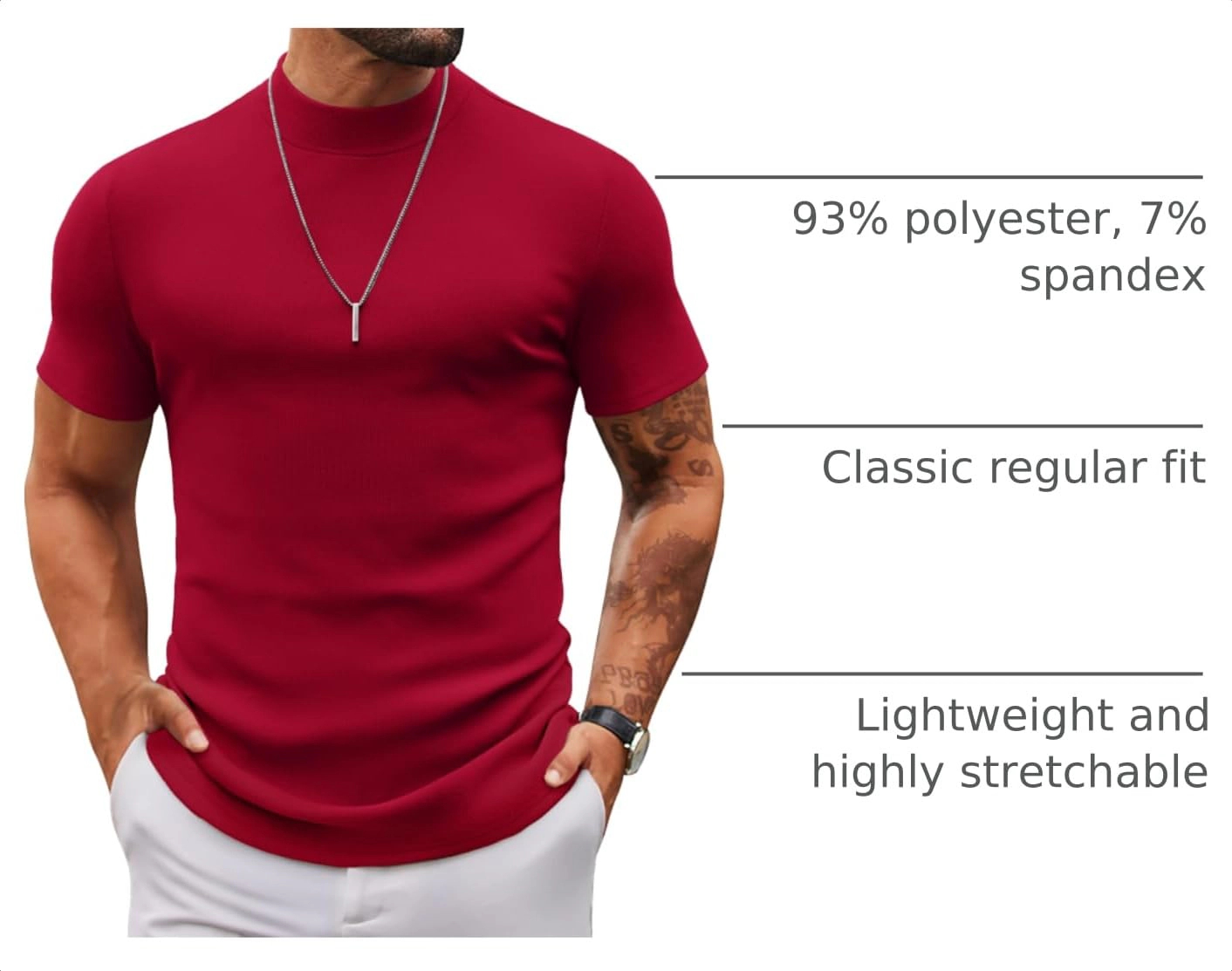 COOFANDY Men's Slim Fit Short Sleeve Mock Neck T-Shirt
