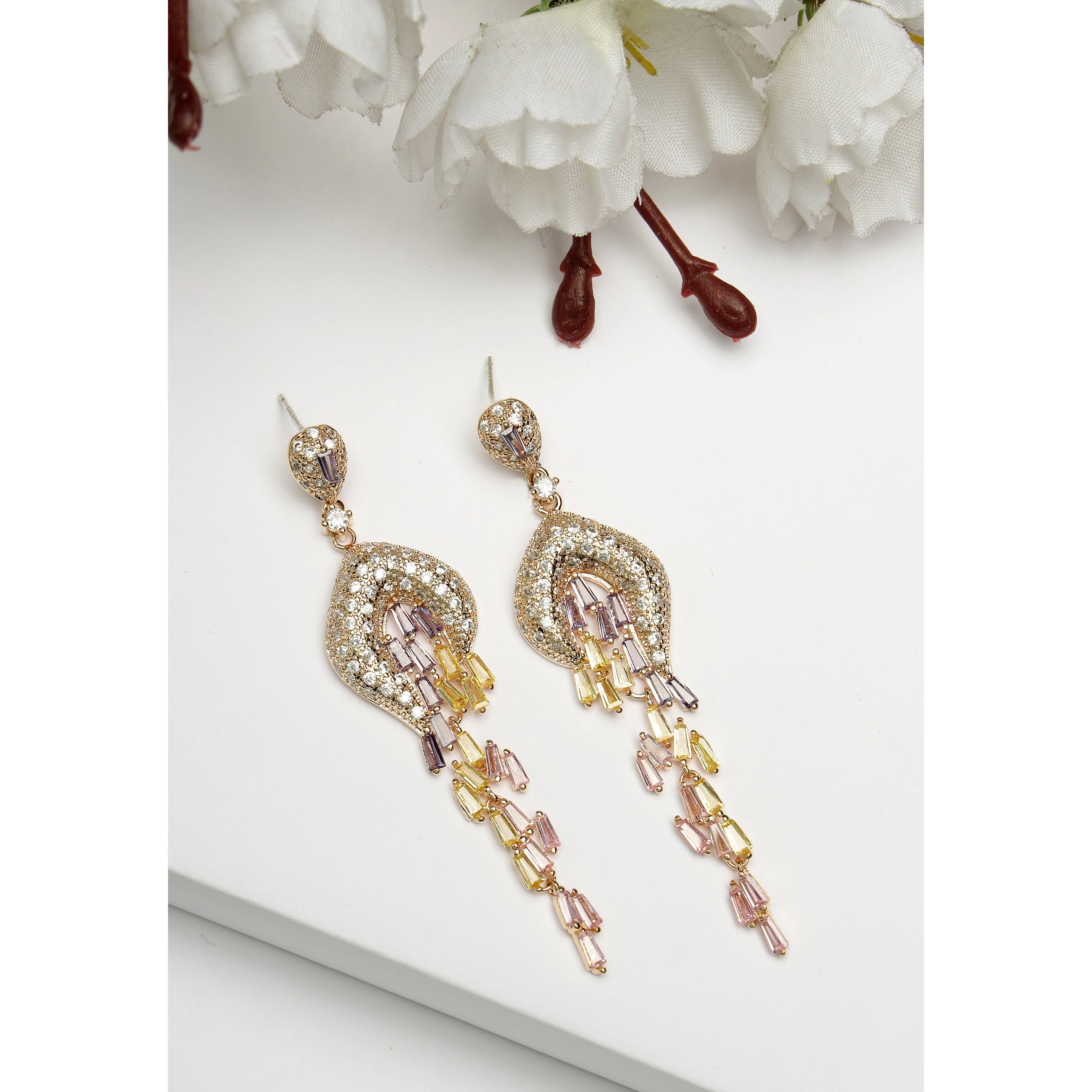 AGP PARIS Womens Diva Collection Cubic Zirconia Drop Earrings