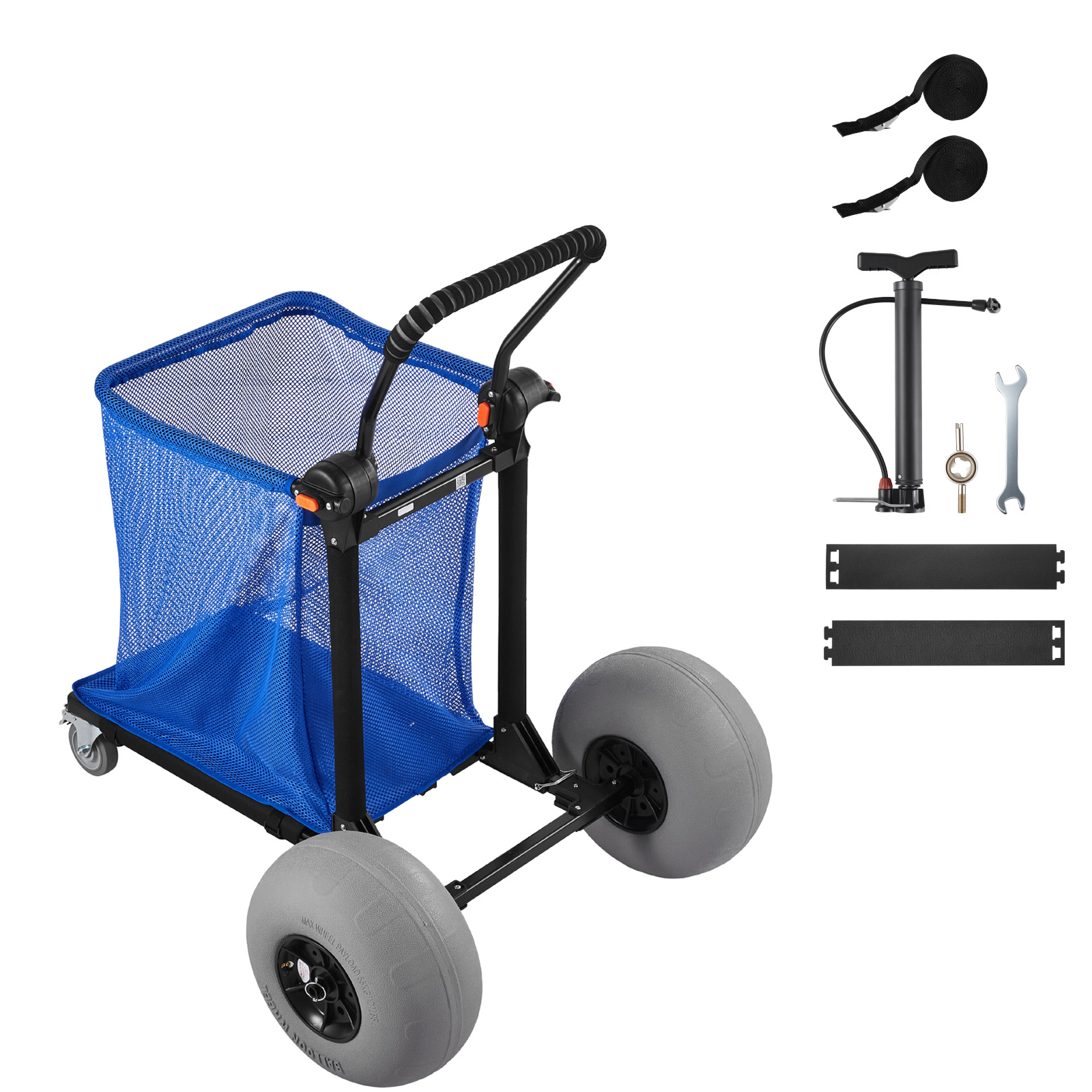 HONGGE Heavy Duty Folding Sand Cart with 12" Balloon Wheels for Beach Camping, 165 lbs Load Capacity