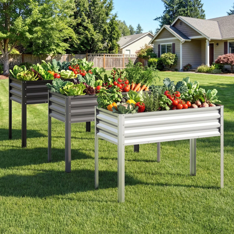Hivvago Raised Garden Bed Set of 2 Electro-Coating Metal Large Elevated Planter Box