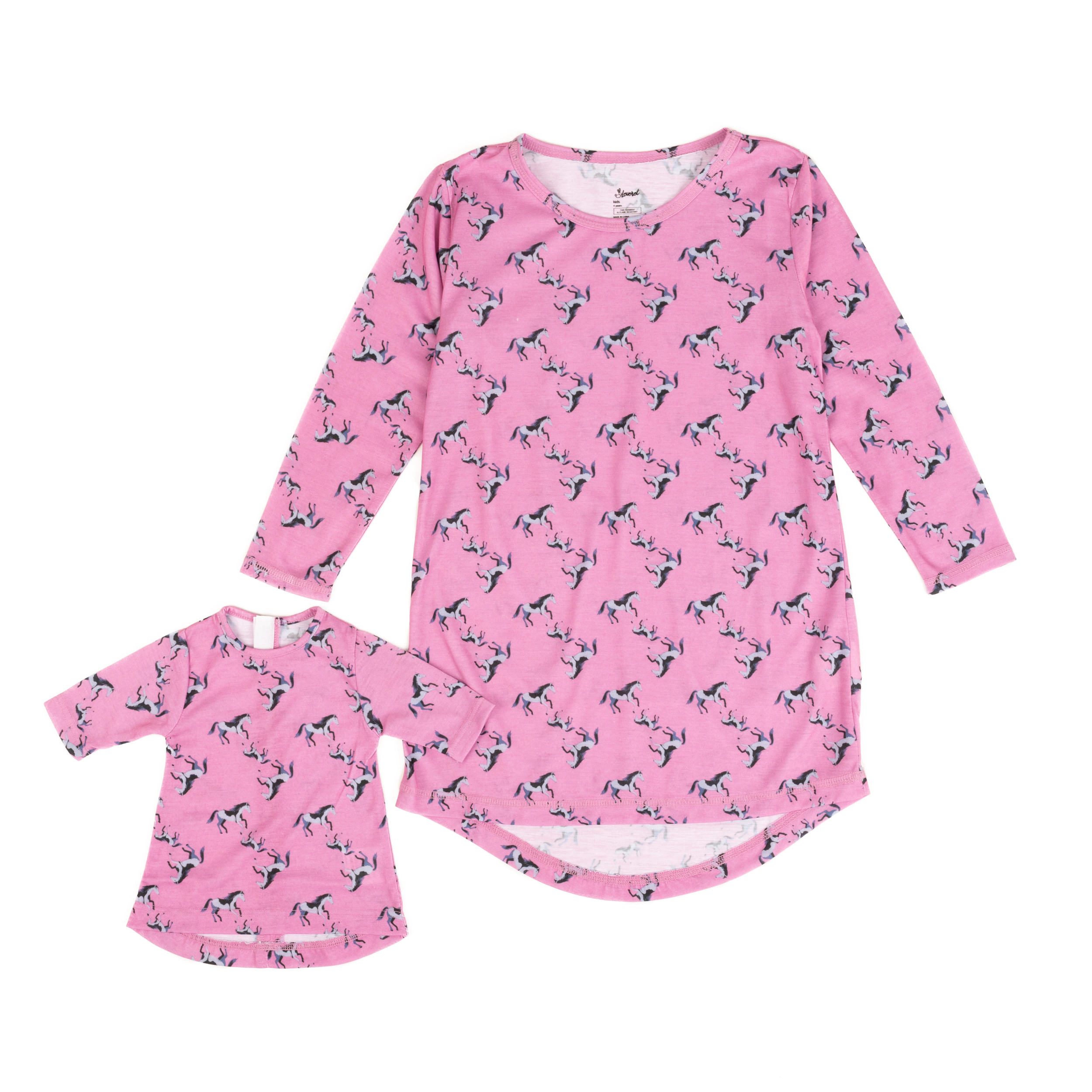 Leveret Girl & Doll Matching Novelty Print Long Sleeve Nightgown Set