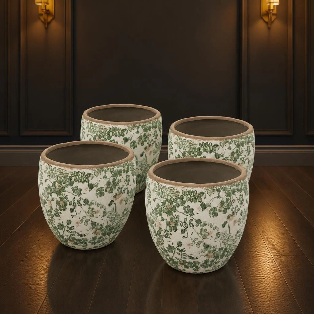 WOW PIONEER Small Round Ceramic Planter Pot for Succulents Herbs Flowers Patio Balcony Home