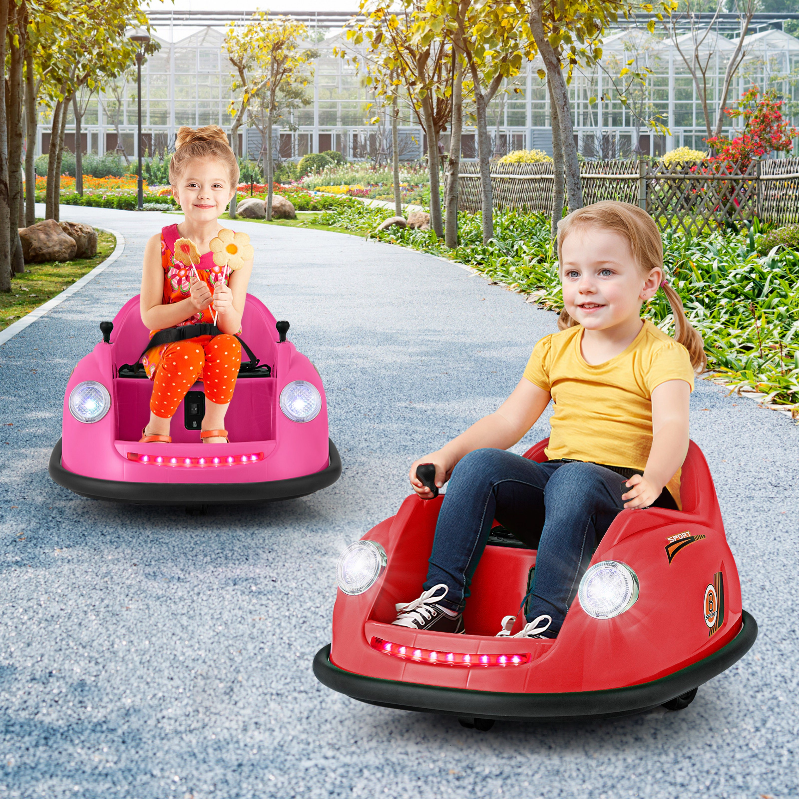 SUGIFT 12V 44-lb Capacity Red Kids Ride On Bumper Car with 360-Degree Spin Joysticks and Parent Remote Control