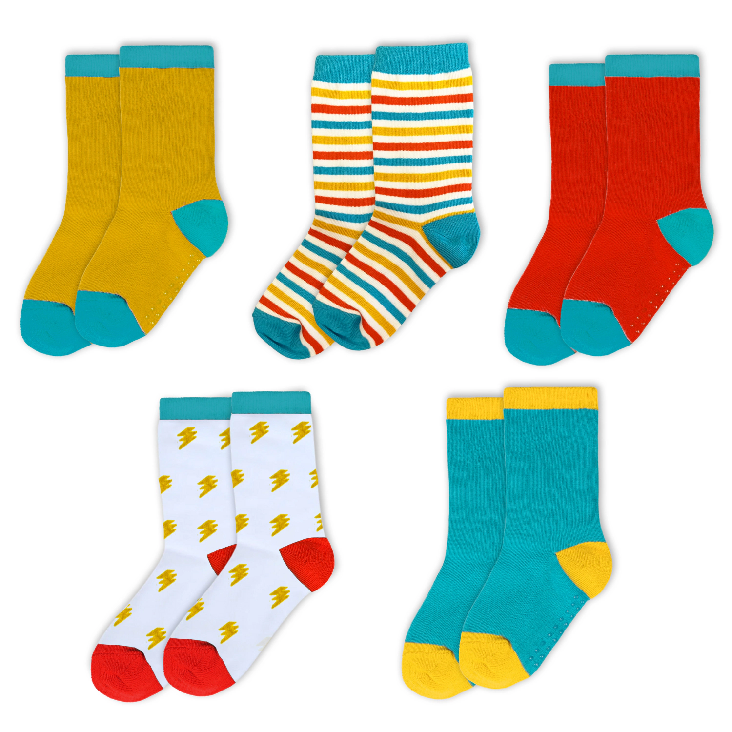 Mightly Organic Cotton Kids Crew Socks 5-pack