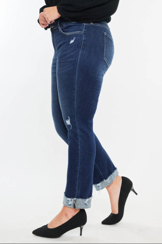 KanCan Women's Plus Essentials Mid Rise Slim Straight Leg Jeans Emely