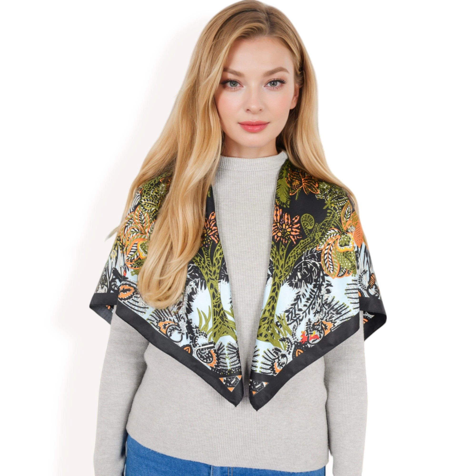 Anna-Kaci Women's Floral Paisley Scarf with Vibrant Prints and Elegant Square Design