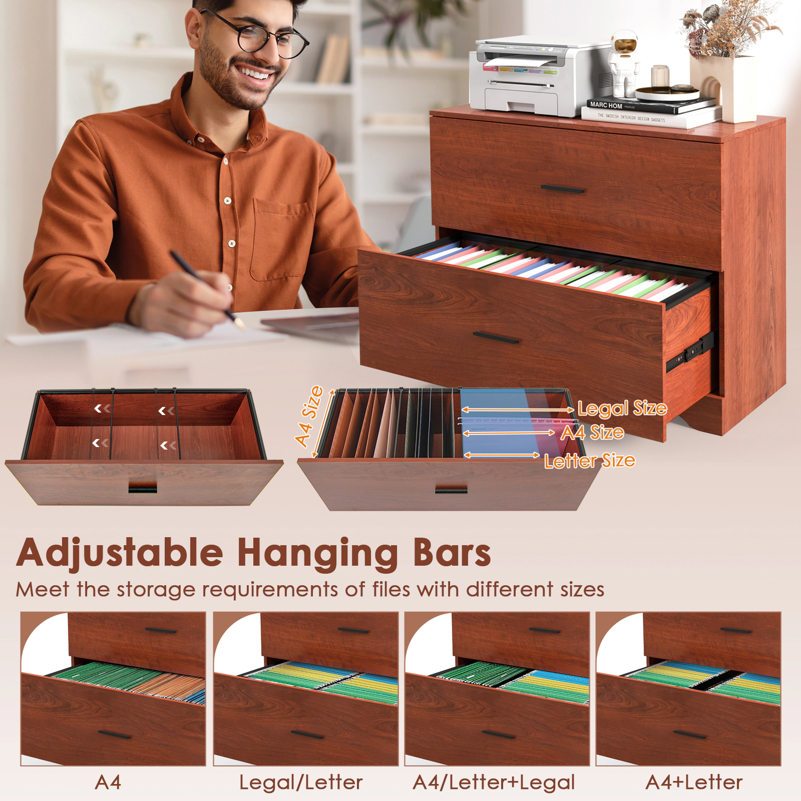 Hivvago Lateral File Cabinet with Drawers