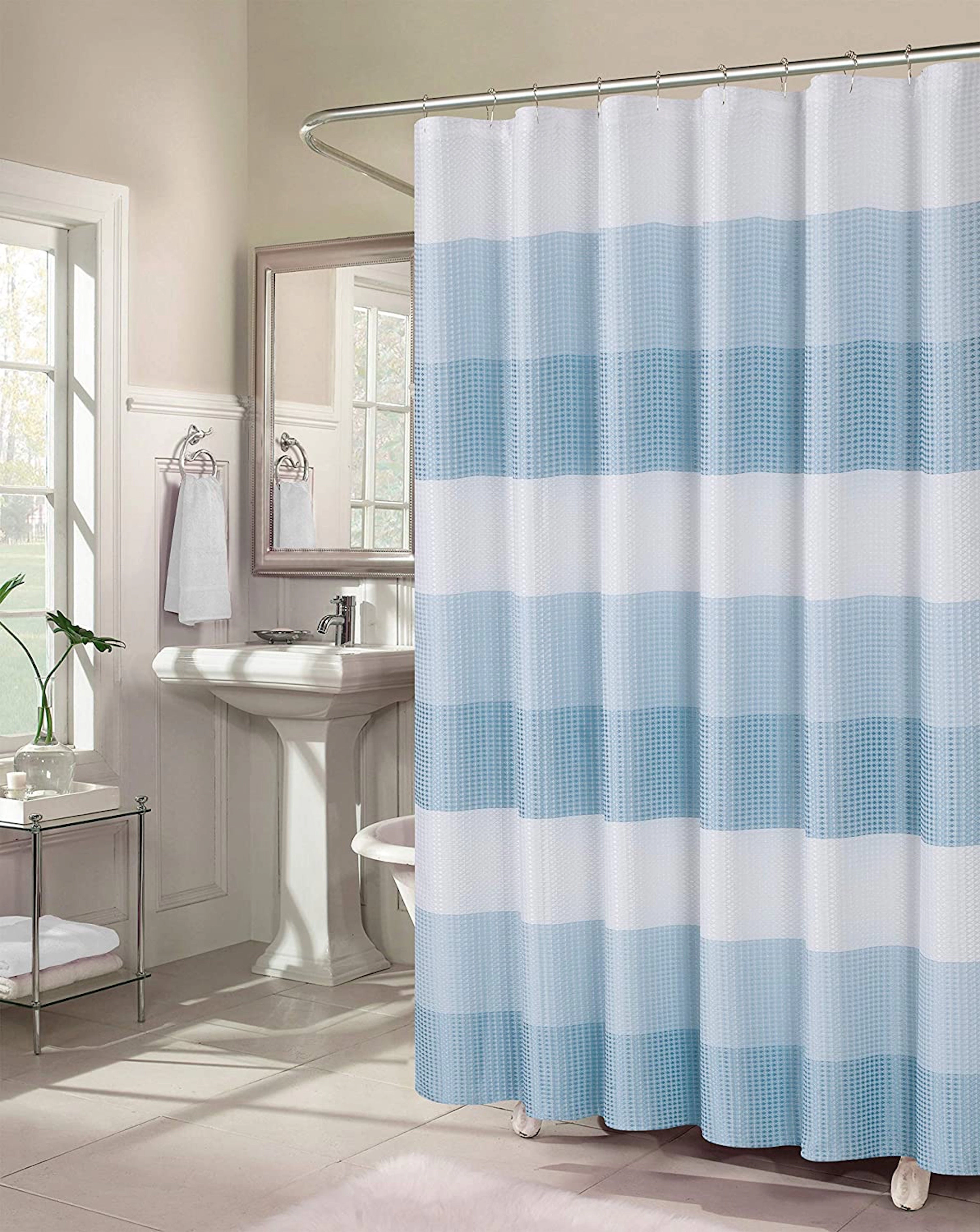 Dainty Home Waffle Weaved Ombre Striped Shower Curtain 70" W x 72" L