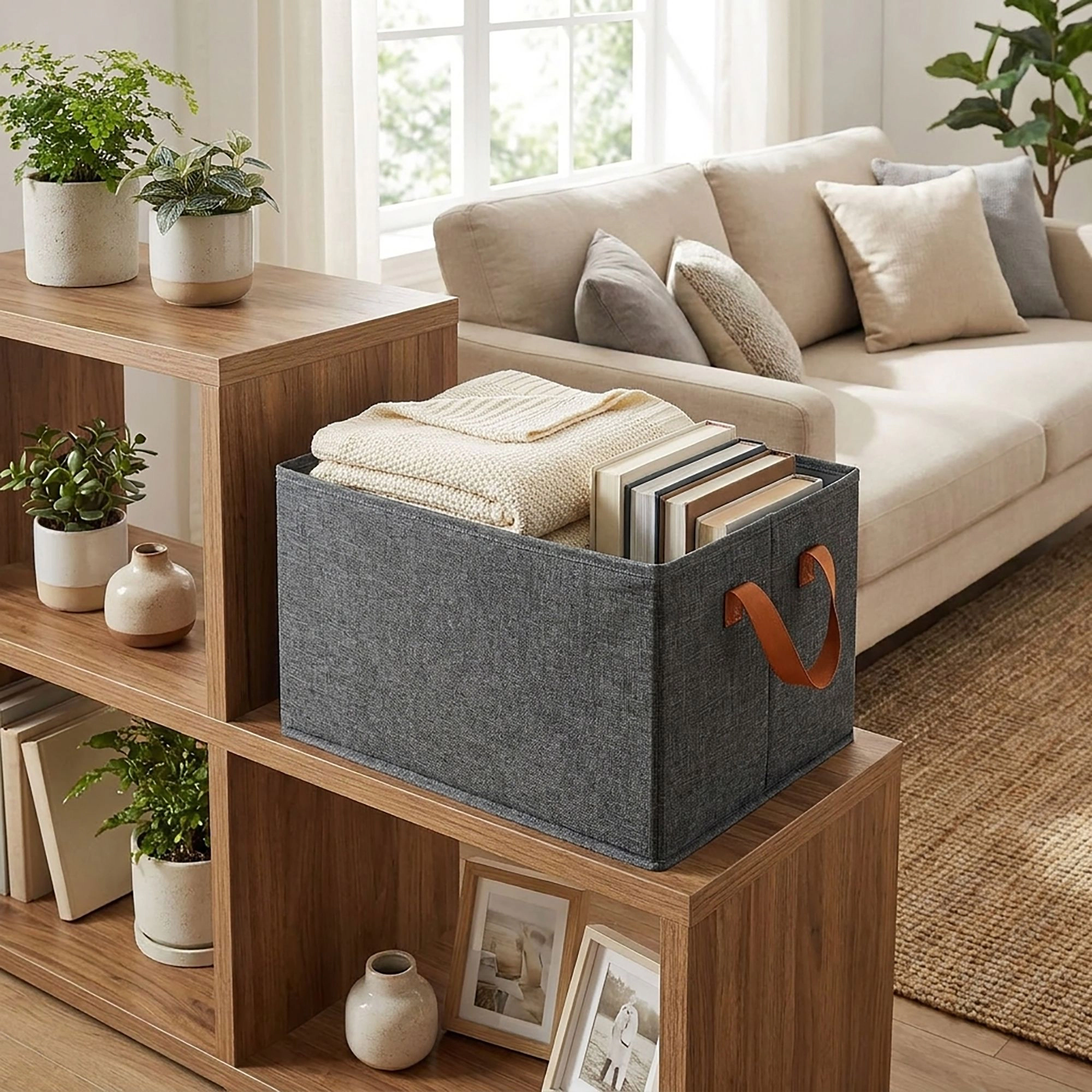 Alilang Unisex Foldable Fabric Storage Bin with Open Top and Carry Handles