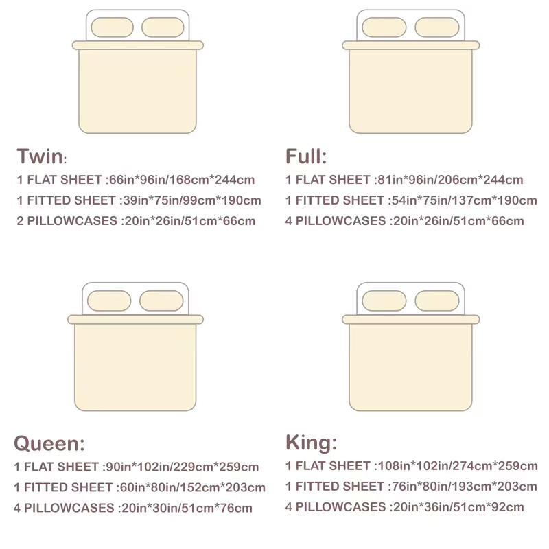Marcielo 4/6 Pcs Soft Solid & Embroidery Bed Sheets Set