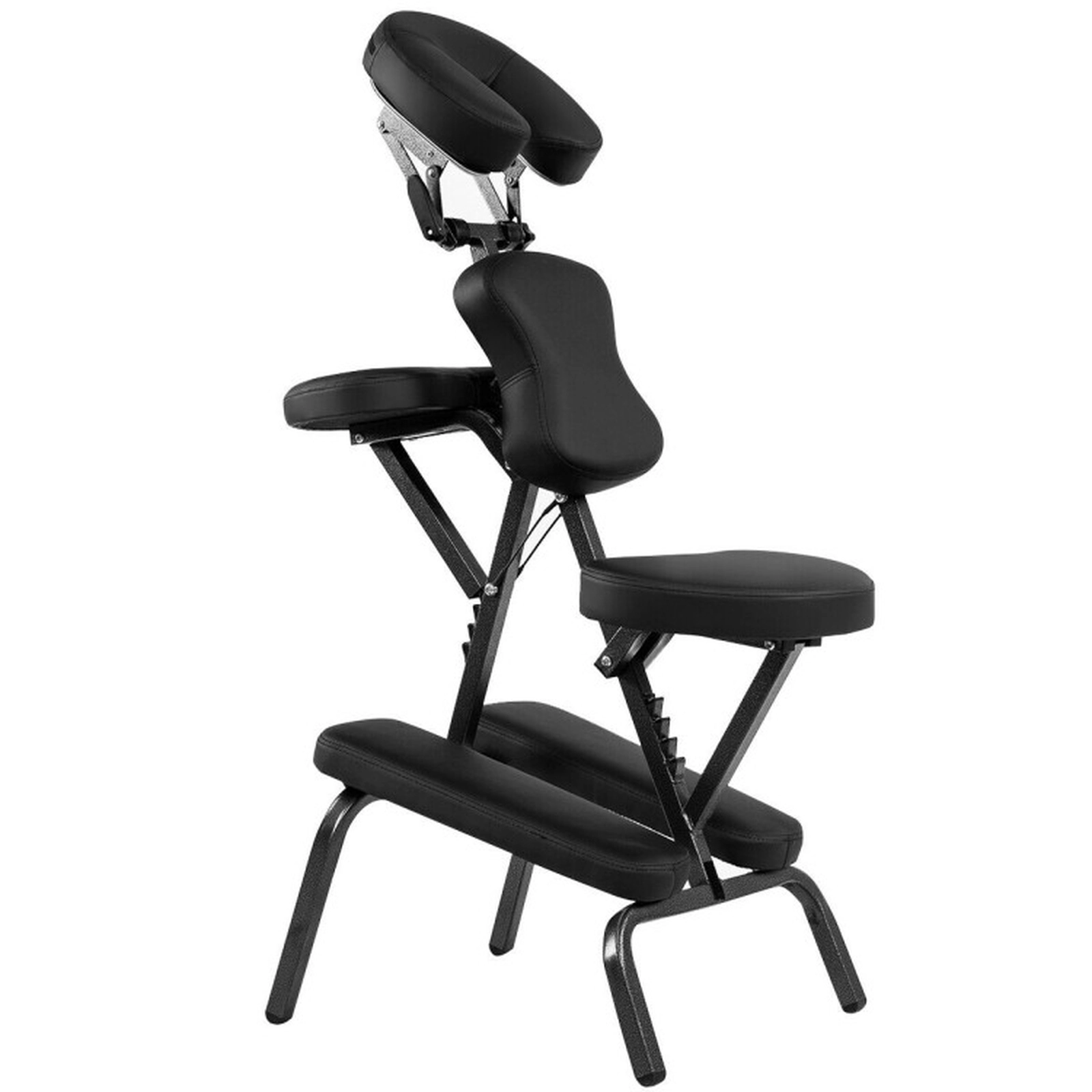 SUGIFT Foldable PU Leather Pad Travel Massage Chair 350-lb Capacity Adjustable 19-in Wide Black/White with Carrying Bag