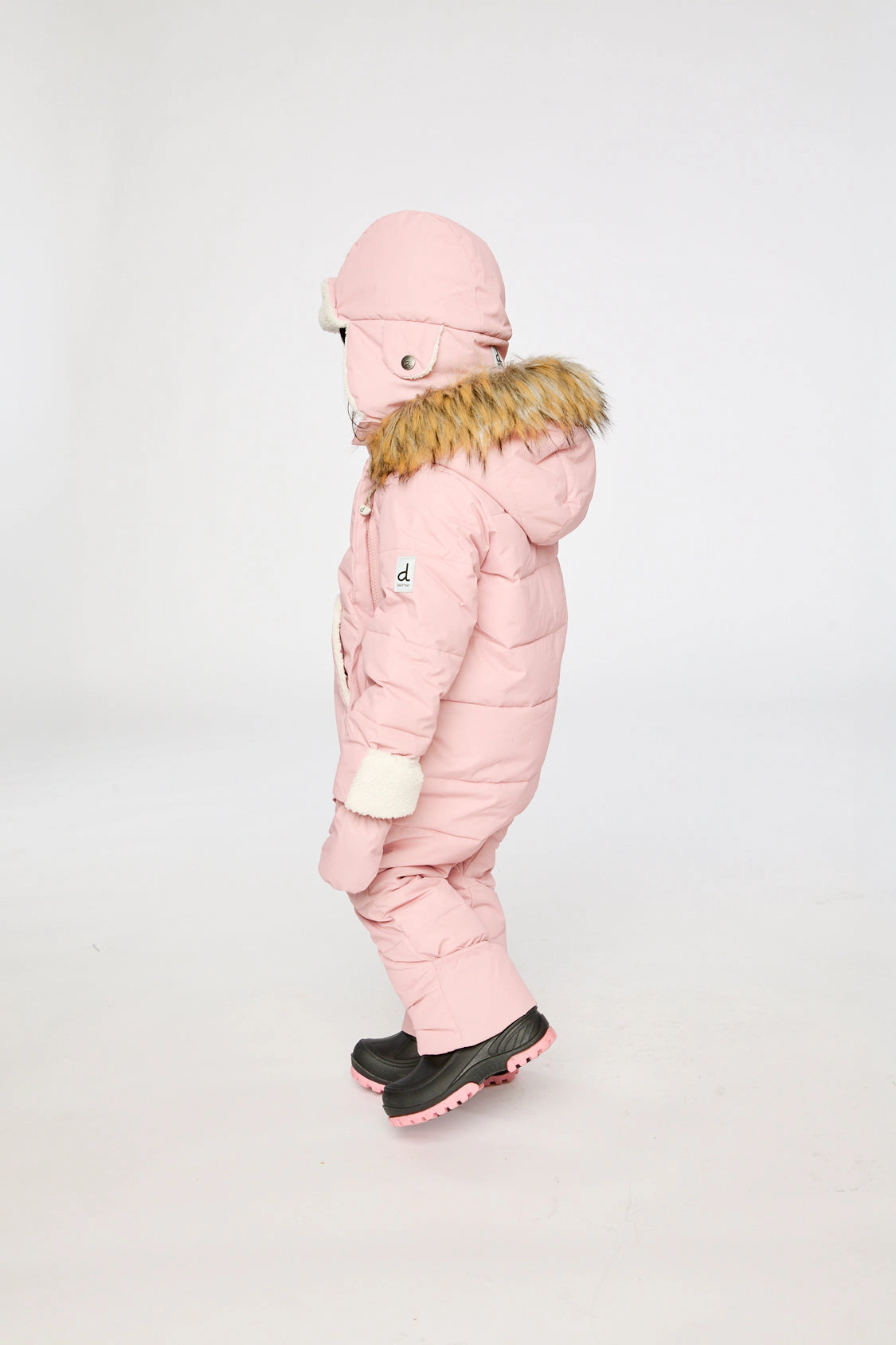 Deux par Girls Snug One Piece Snowsuit Adapted for Car Seats with Faux Fur-Trimmed Hood