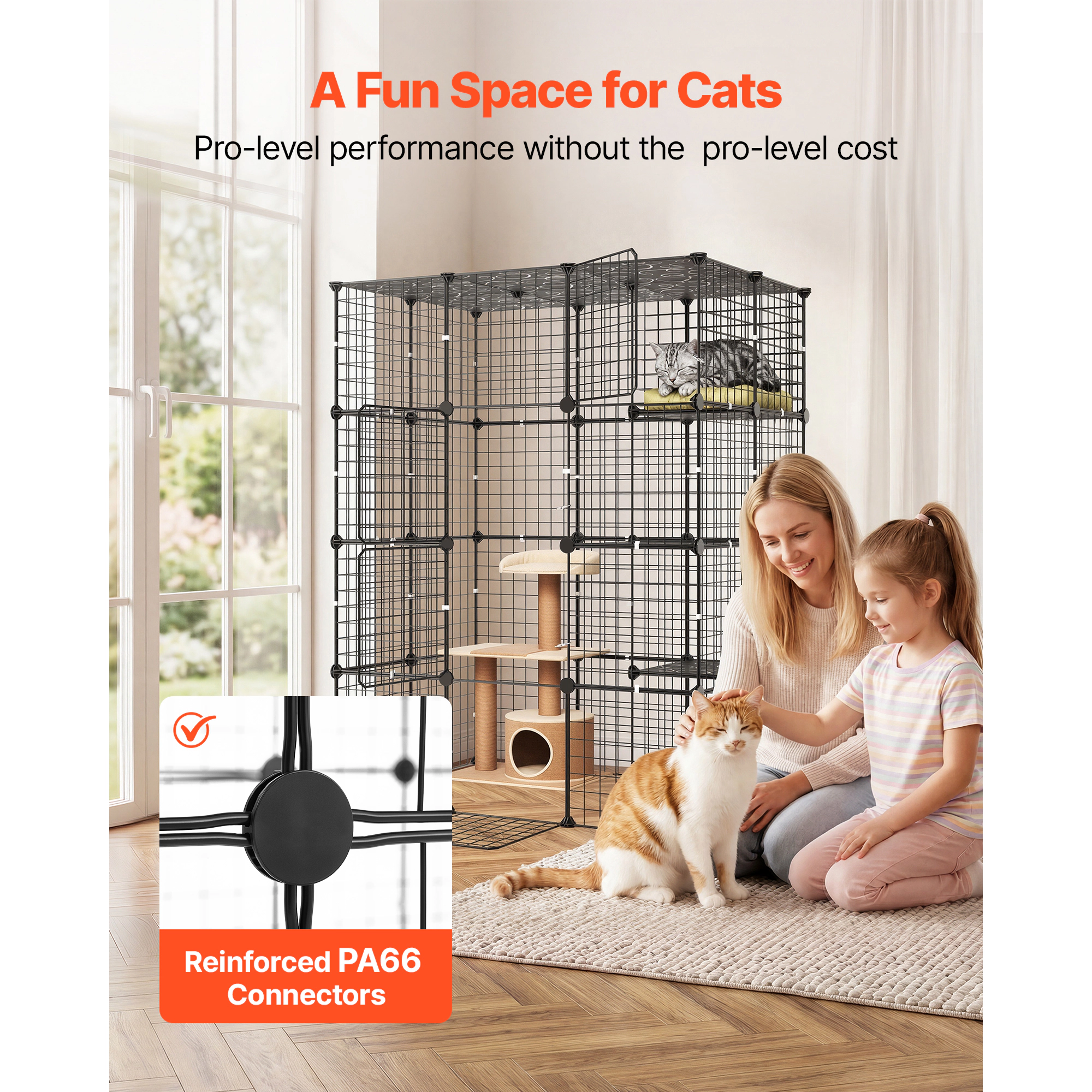 HONGGE Cat Cage Large DIY Cat Playpen Indoor Enclosure Detachable Metal Wire Kennel Crate with Exercise Place for Cats