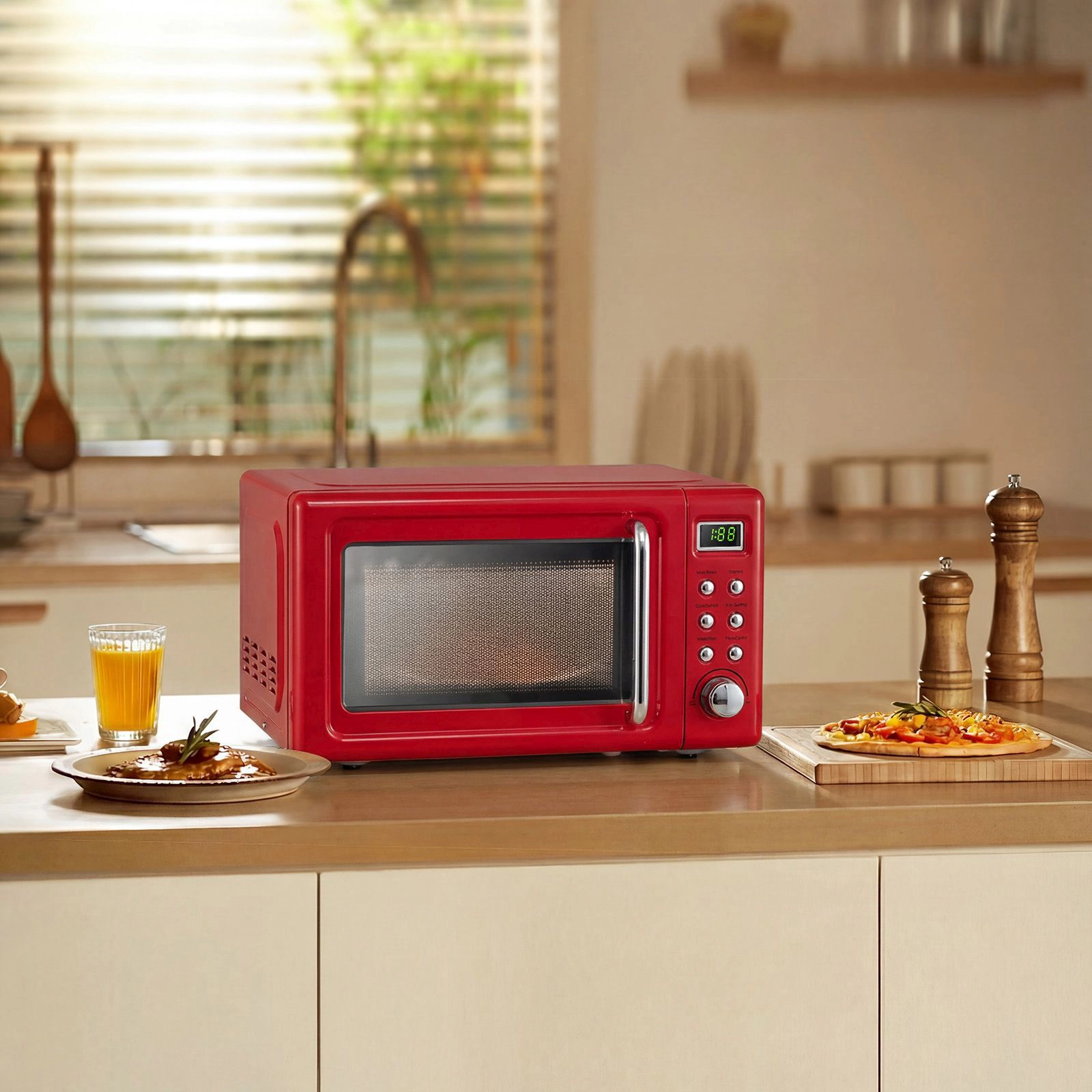 SlickBlue 700W Countertop Microwave with 5 Power Levels and Child Lock