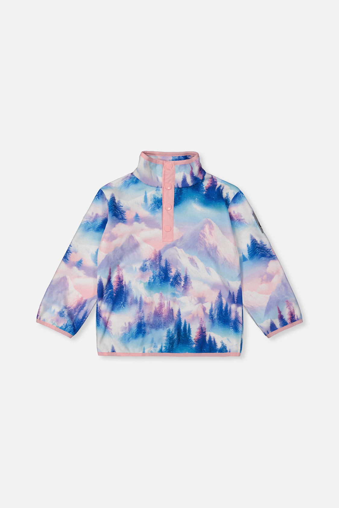 Deux par Girls Mountain Print Mid-Season Plush Pop-Over Polar Jacket