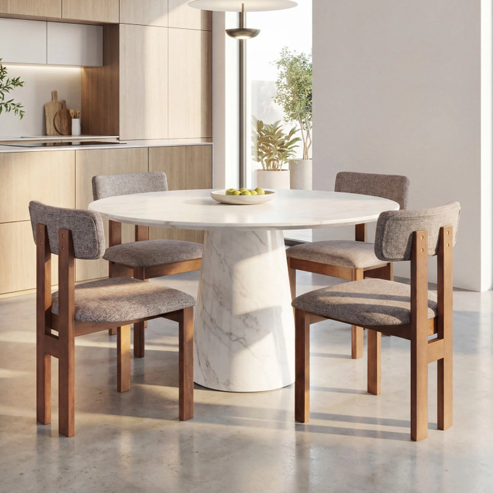 SUGIFT Set of 4 Walnut Upholstered Dining Chairs with Contoured Curved Backrest 20-in W 31.5-in H 375-lb Per Chair