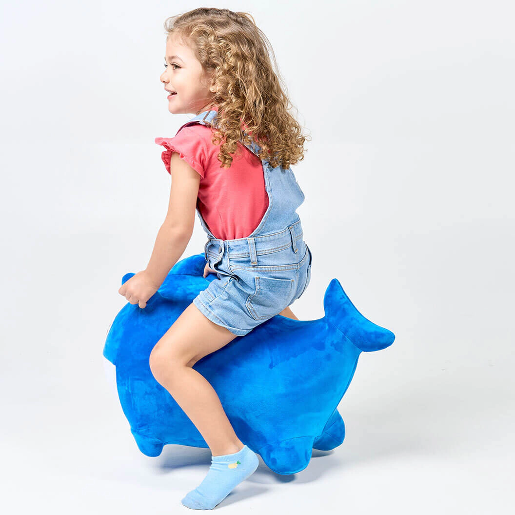 Pinkfong Kids Daddy Shark Musical Bouncy Ride-On Toy - Soft Plush Hopper with Iconic Song