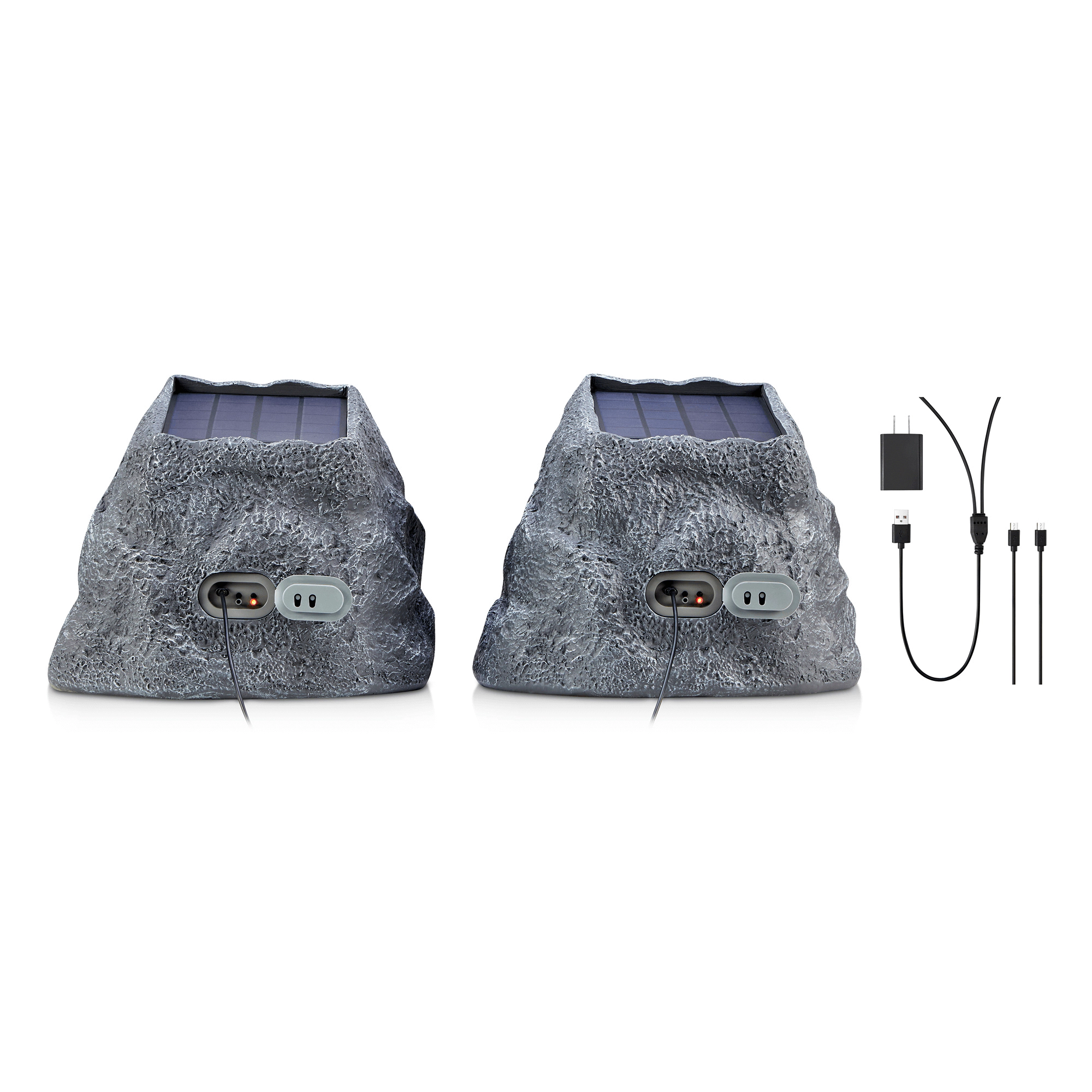 SoundPro 1-Pair Bluetooth Multi-Link Solar Rechargeable Wireless Rock Speakers