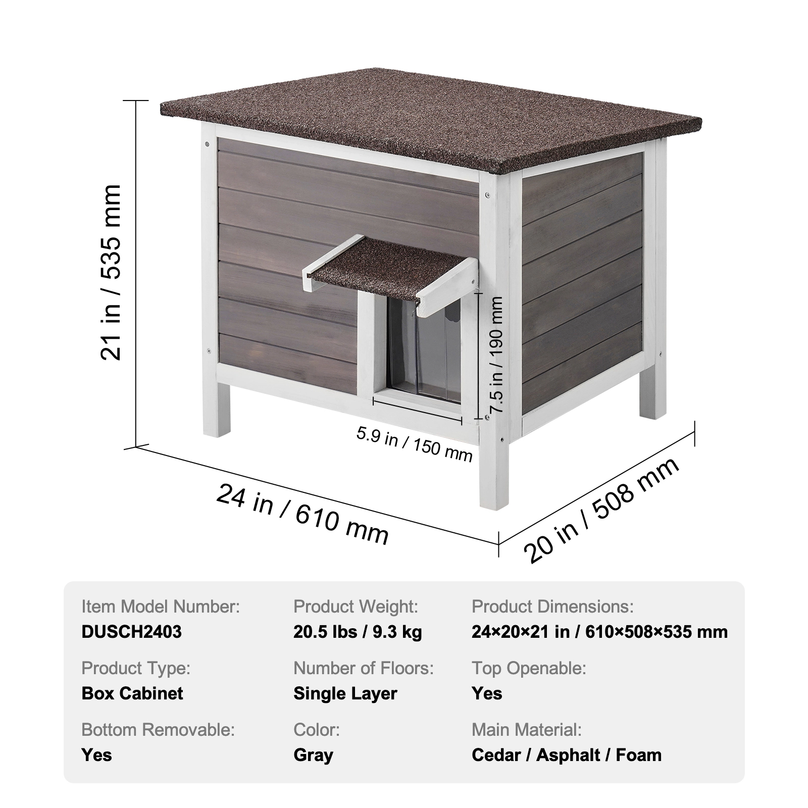 HONGGE Outdoor Cat House Weatherproof Feral Cat Shelter for Multiple Cats Outdoor Wooden Cat Rabbit House with