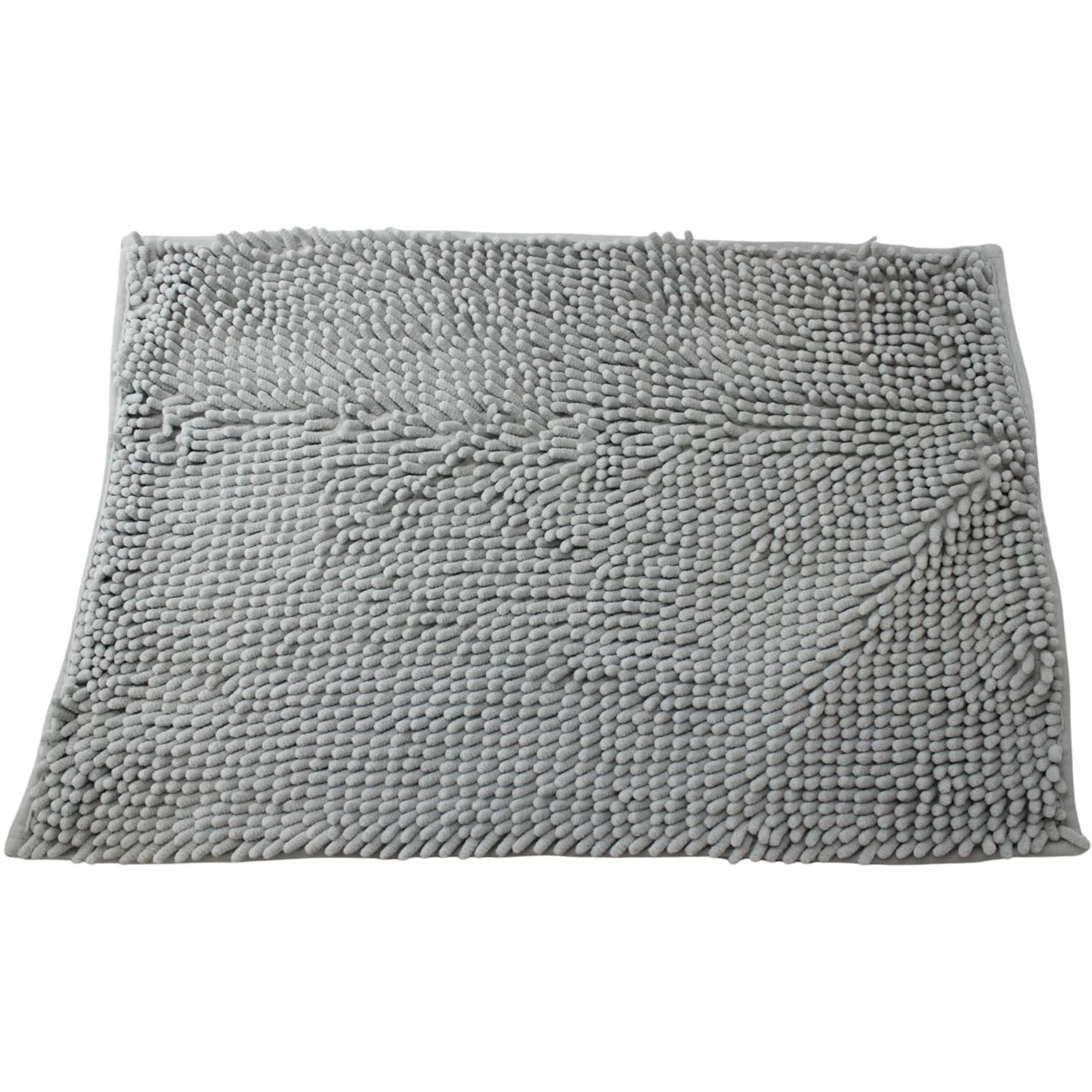 Home Collection Silver Chenille Bath Mat 17" x 24" Non-Slip Rug