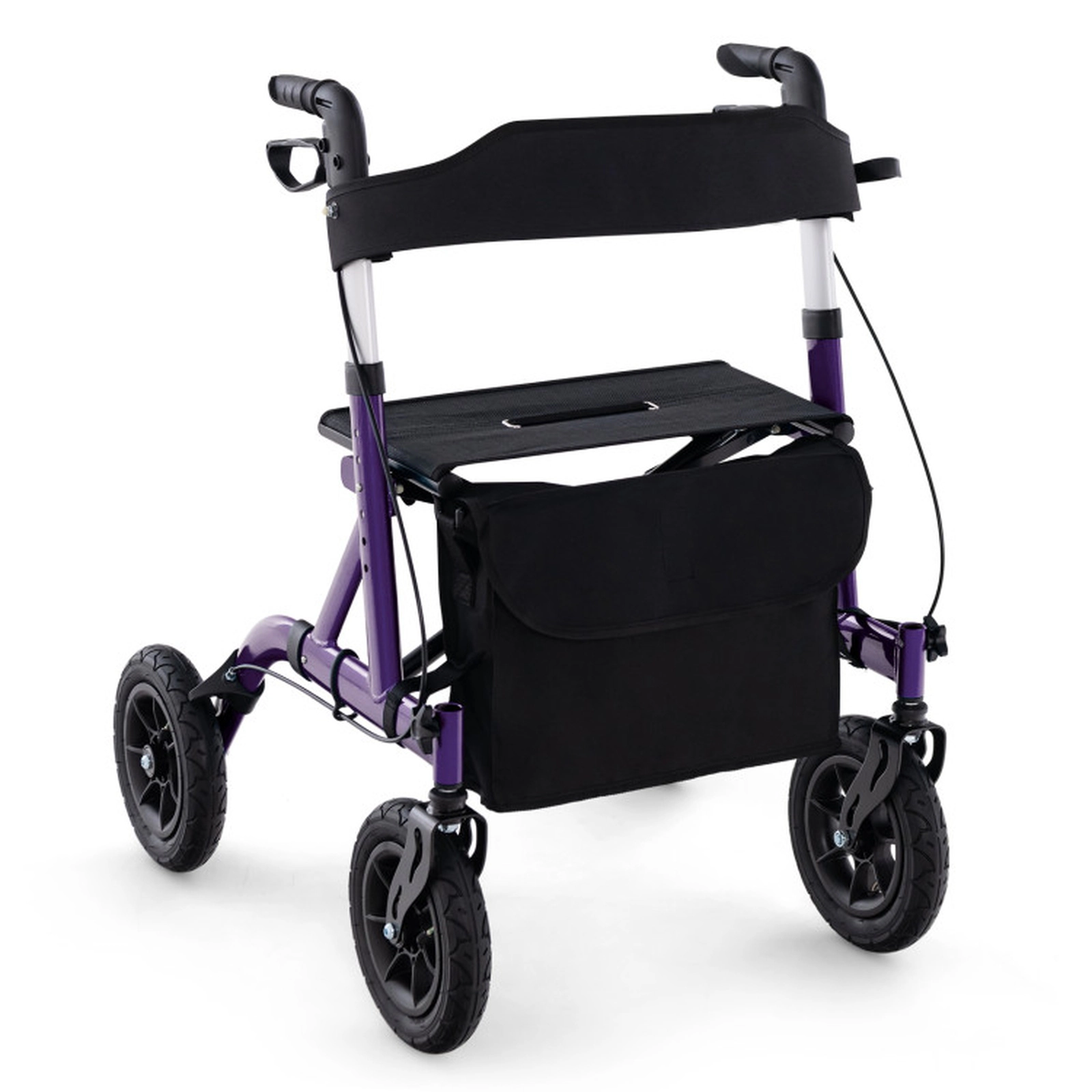 SUGIFT Folding Rollator Walker with Seat, 350-Lb Capacity, 9.5-Inch All-Terrain Wheels