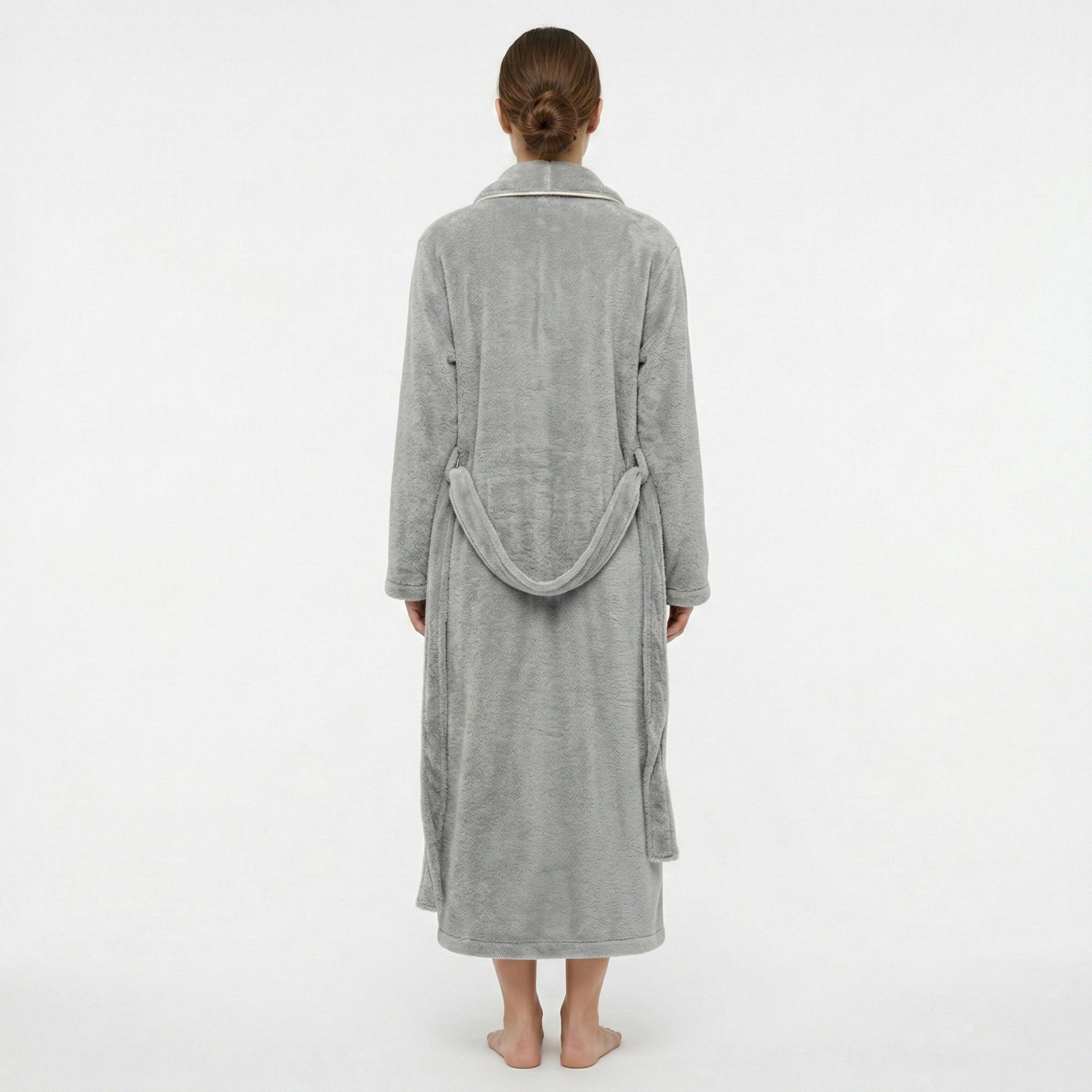Anna-Kaci Women's Plush Shawl Collar Bathrobe with Full Length Wrap Design Adjustable Waist Tie Sleeves and Pockets