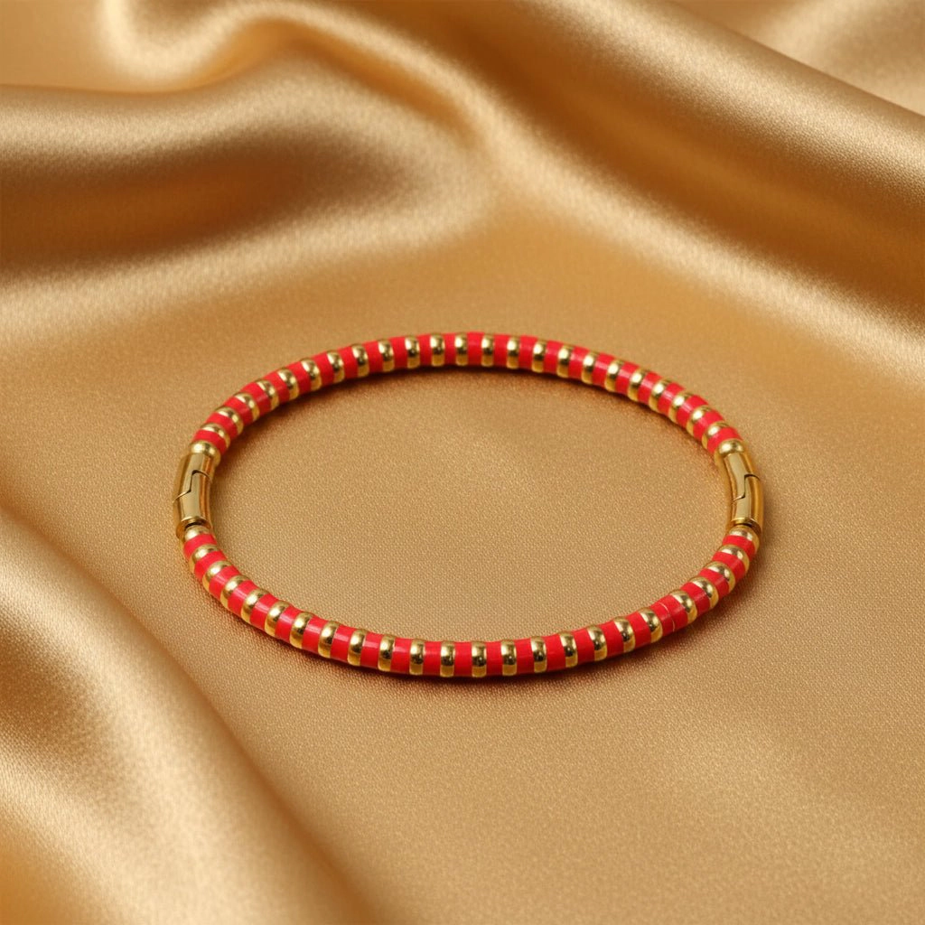 DressAtR Women's Bamboo Gold Plated Bangle Bracelet