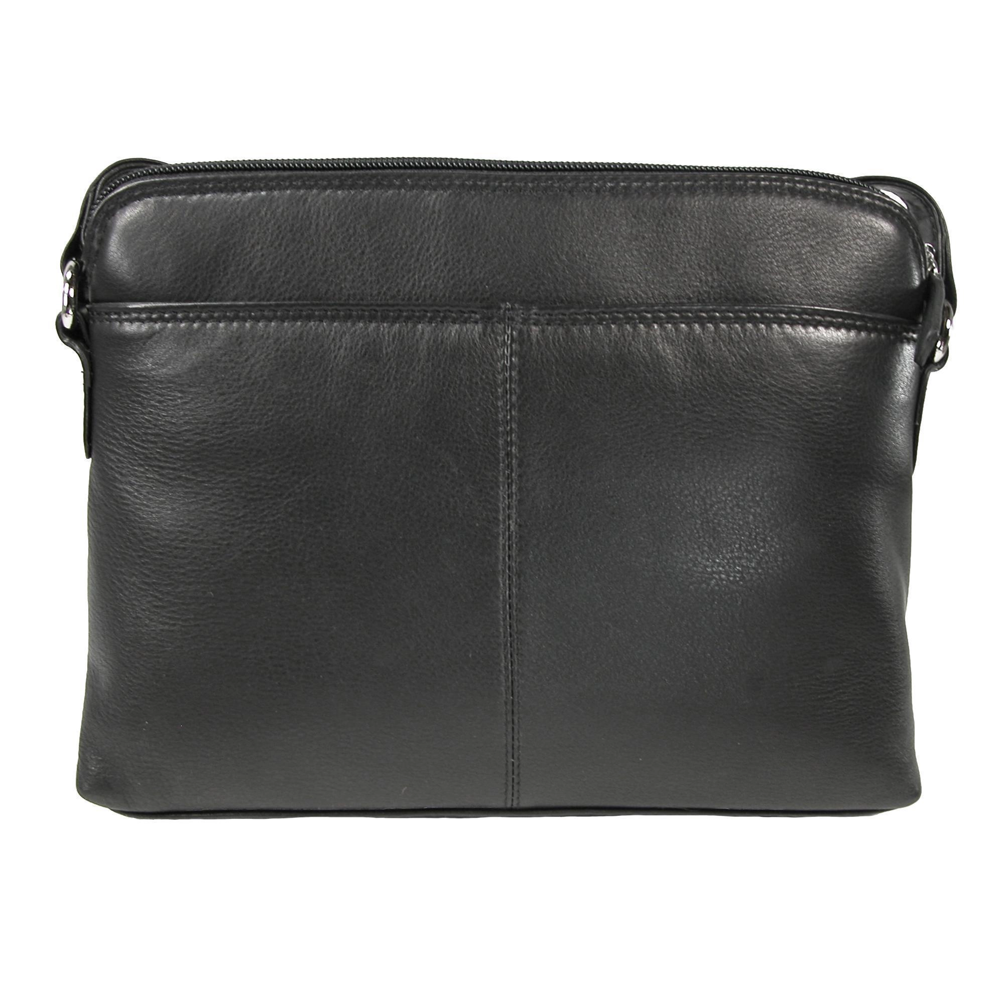 CTM Women's Leather Shoulder Bag Purse with Side Organizer