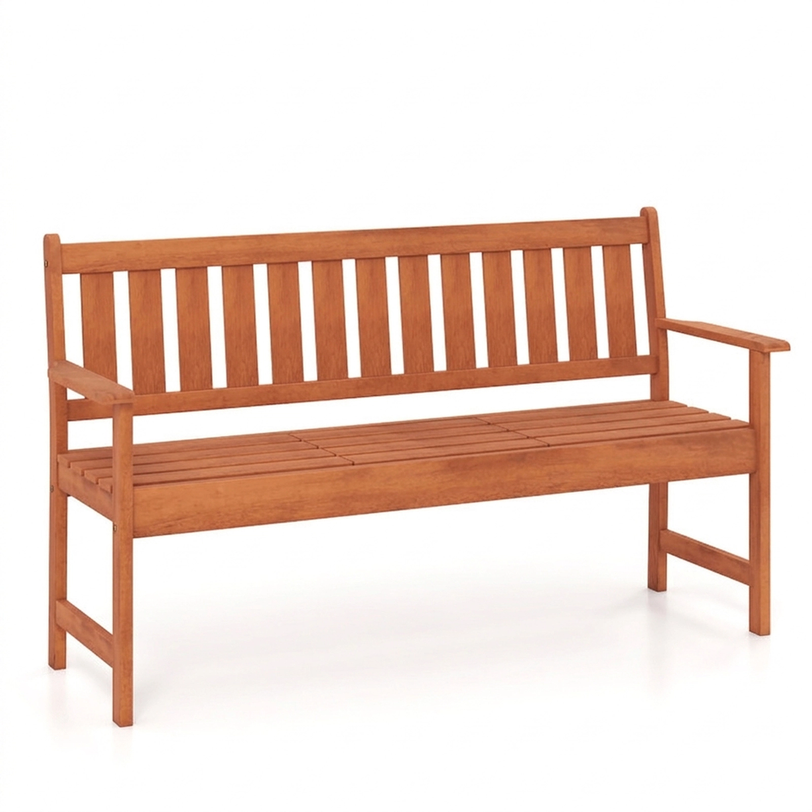 SUGIFT 59-in Outdoor Wood Garden Bench with Pull-Out Center Table 705-lb 2-Seater Capacity 36-lb Net Weight Natural