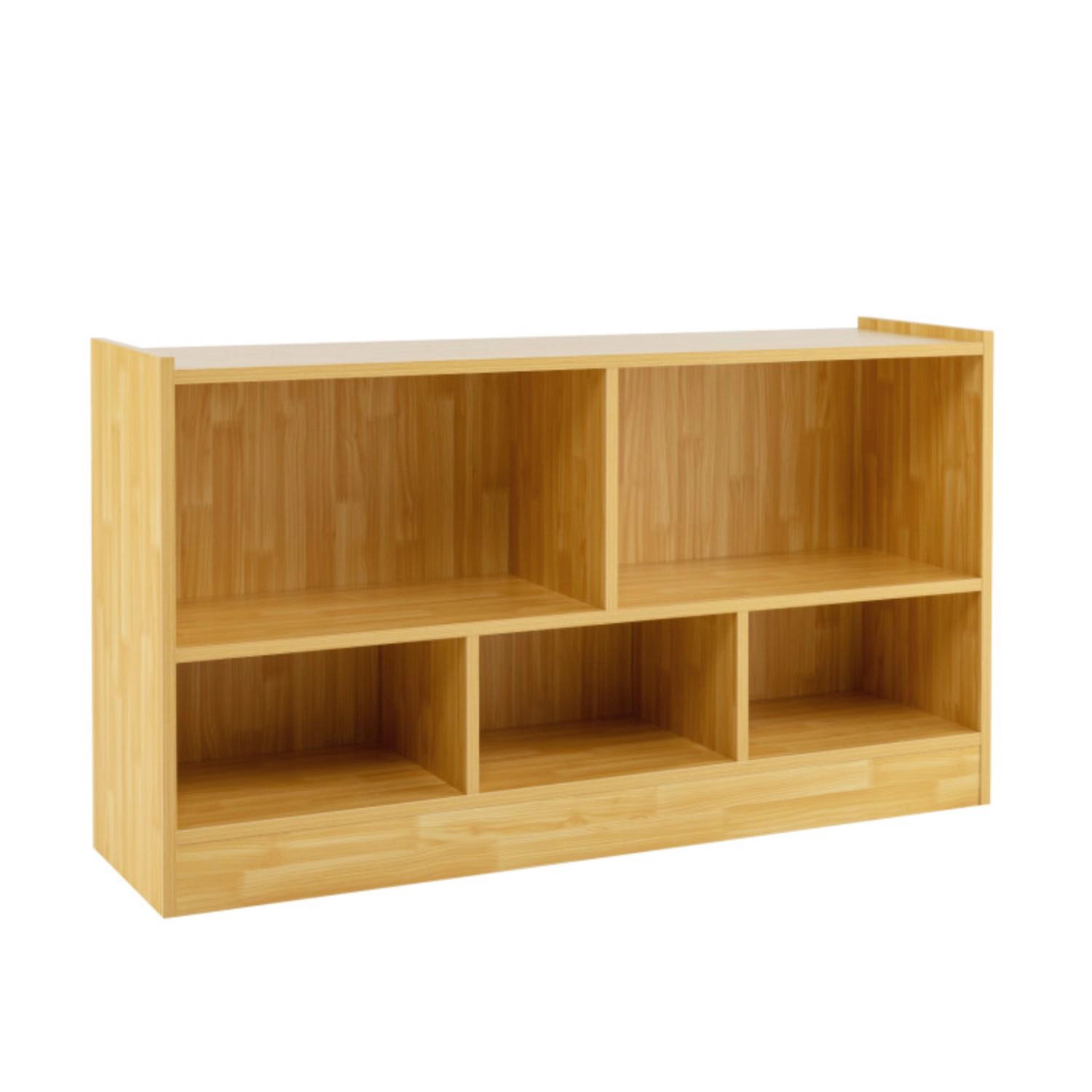 Hivvago Kids 2-Shelf Bookcase 5-Cube Wood Toy Storage Cabinet Organizer