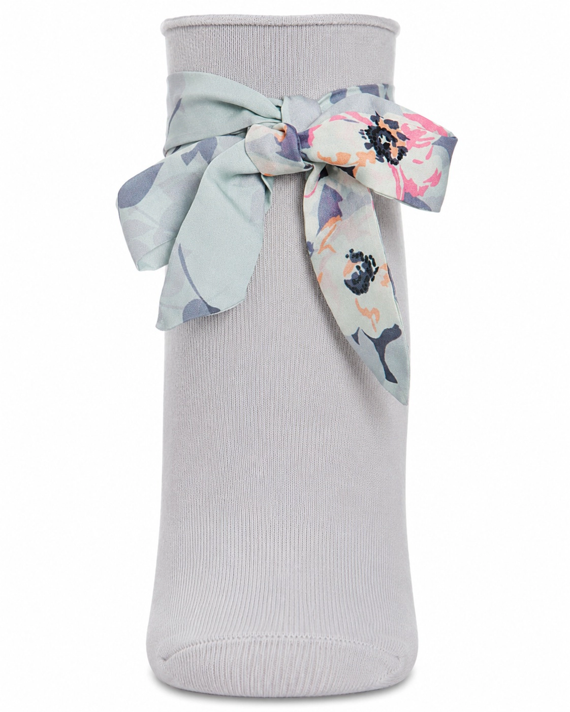 Memoi Women's Bonny Floral Ribbon Cotton Blend Anklet Sock