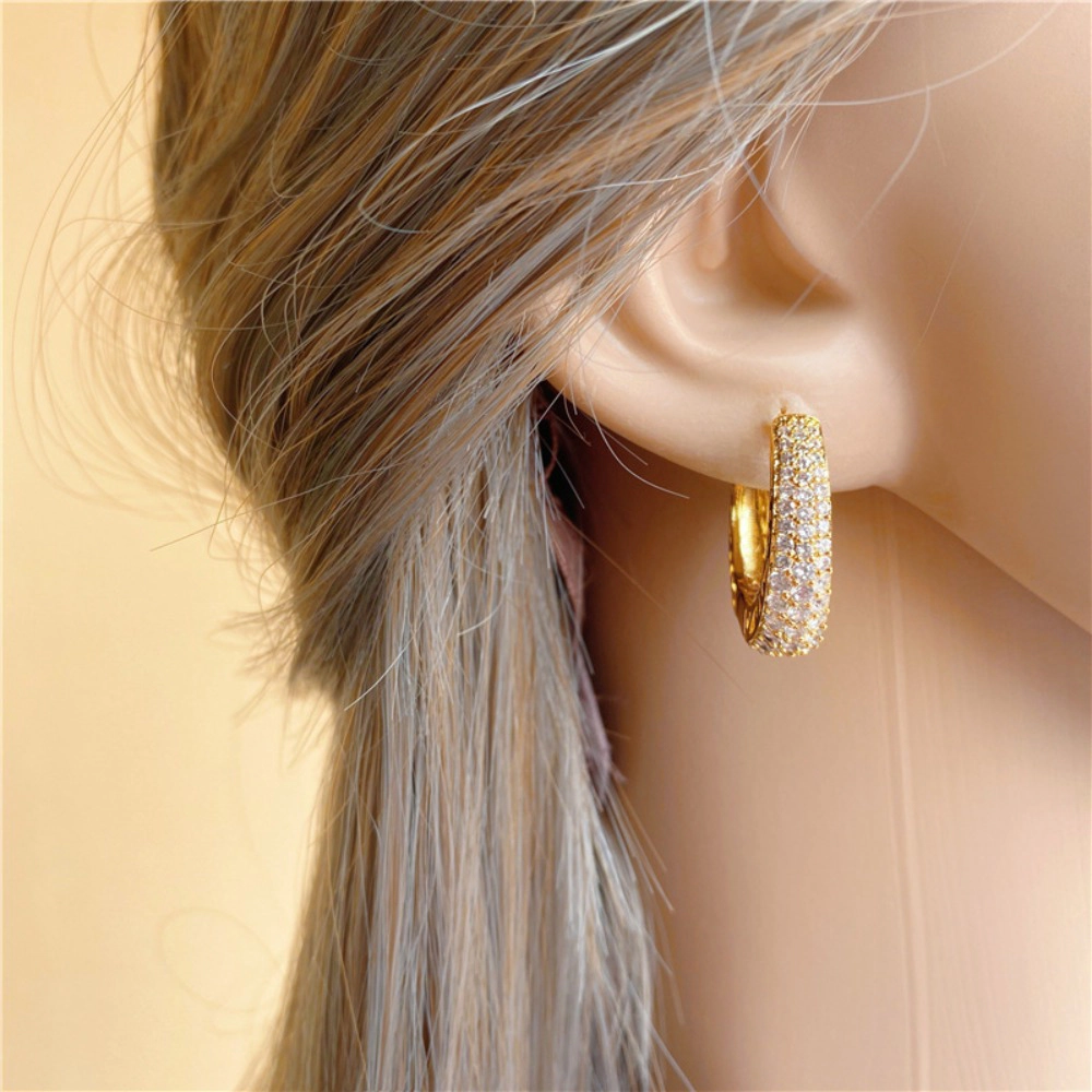 Wardrobe Whimsy Pave Cubic Zirconia Small Hoop Huggie Earrings for Women