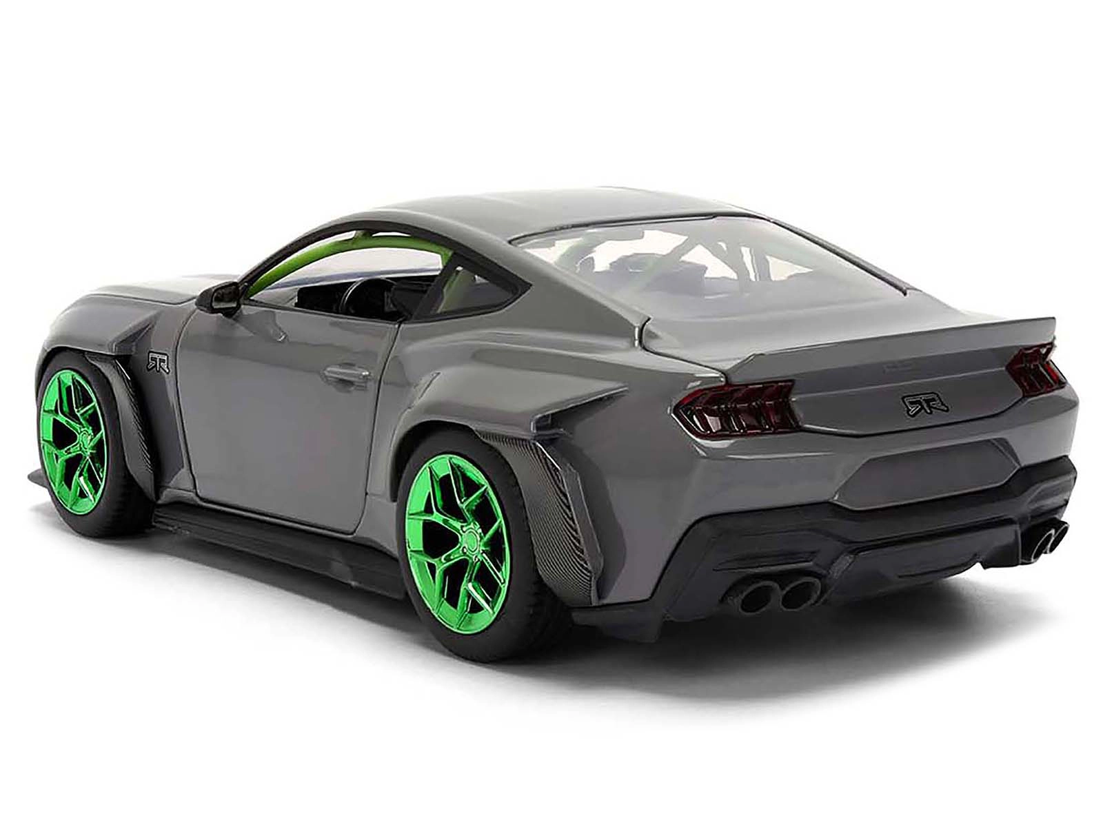 Jada 2024 Ford Mustang RTR Gray with Green Wheels "Bigtime Muscle" Series 1/24 Diecast Model Car by Jada