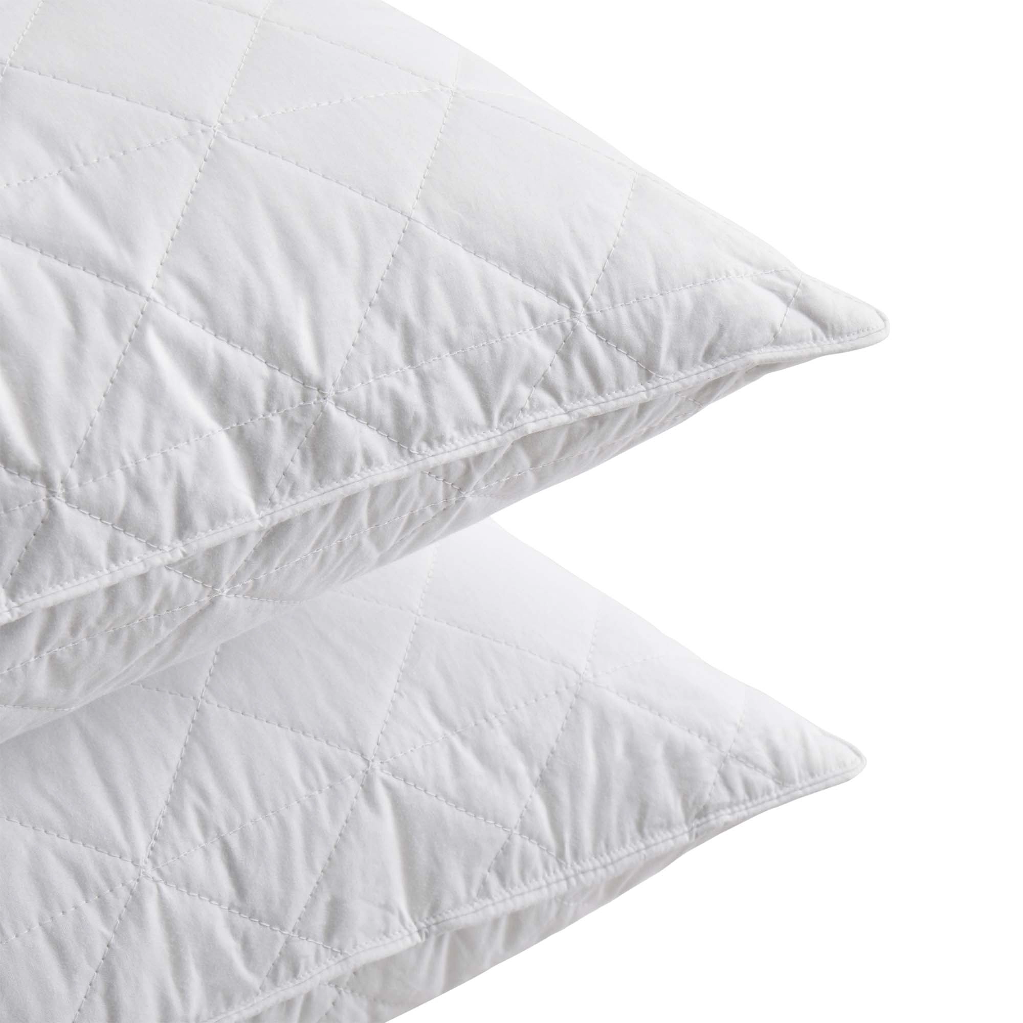 PeaceNest 100% Cotton Grey Goose Feather Pillows with Zigzag Quilted Cover,Set of 2