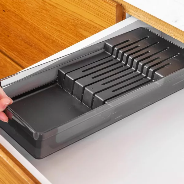 OU Drawer Knife Organizer, Compact Holder, Utensil Storage Insert, Kitchen Hand Wash
